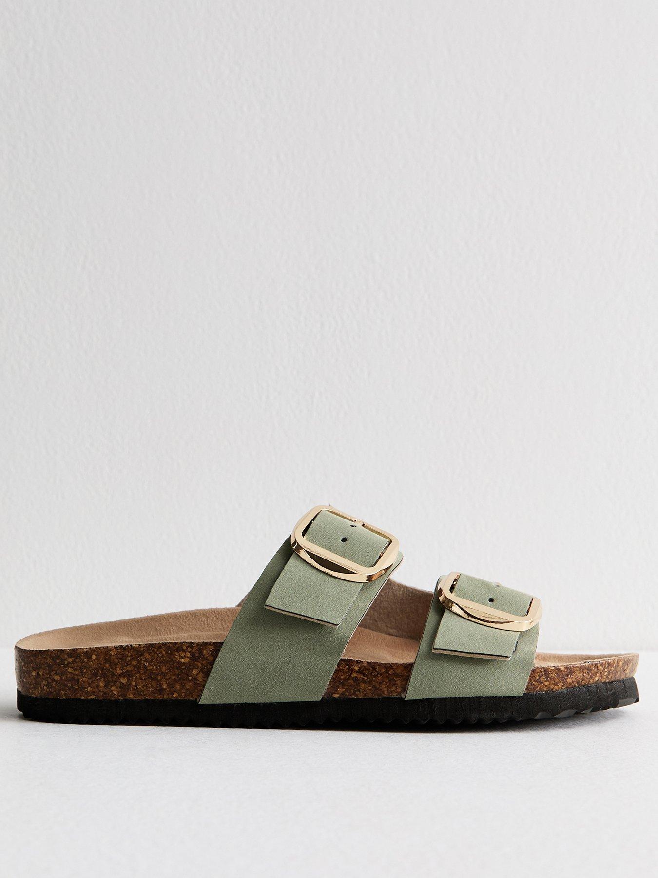 new-look-mint-faux-suede-buckled-strap-sandals-green