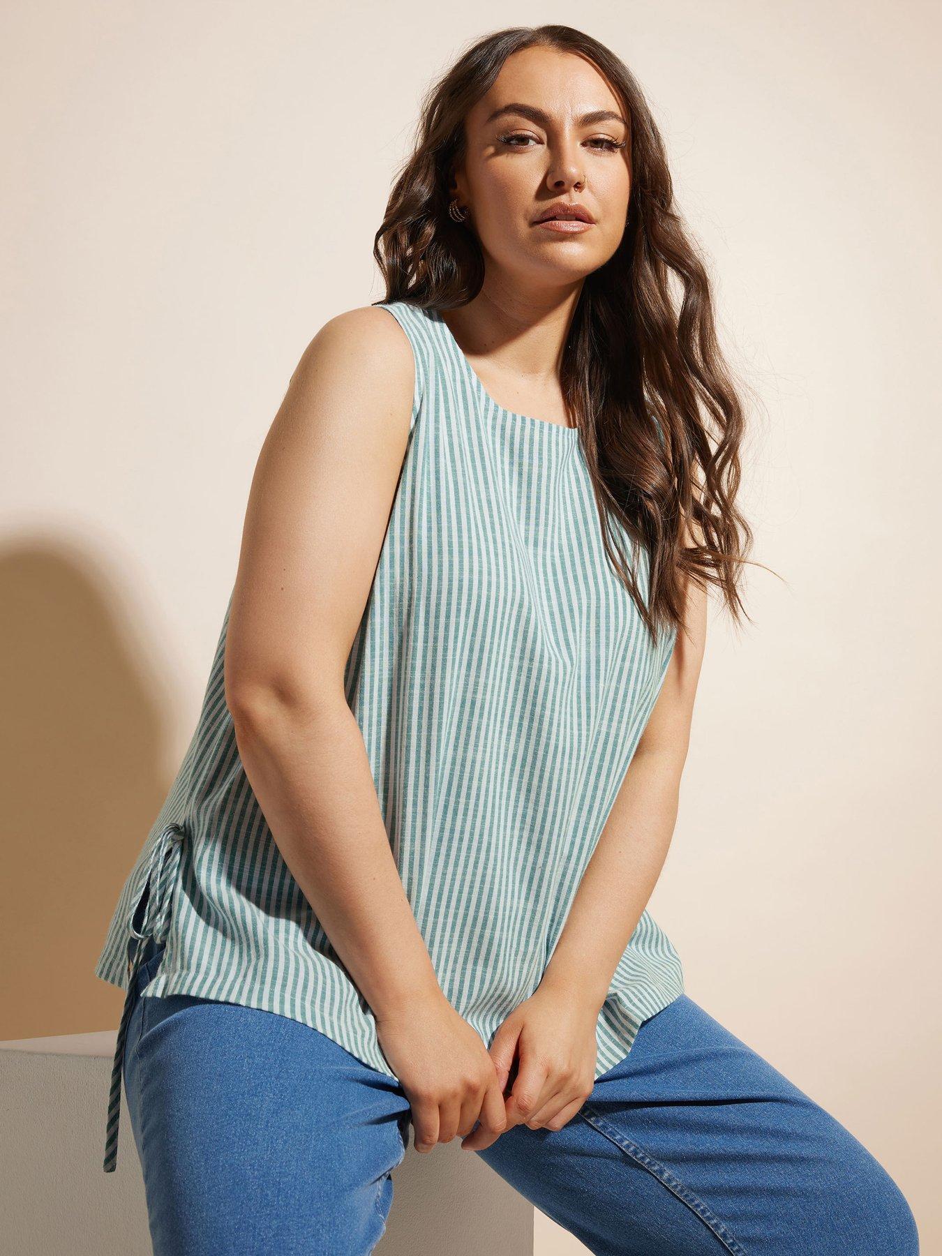 Image 1 of 4 of Yours Curve Tie Side Vest - Green