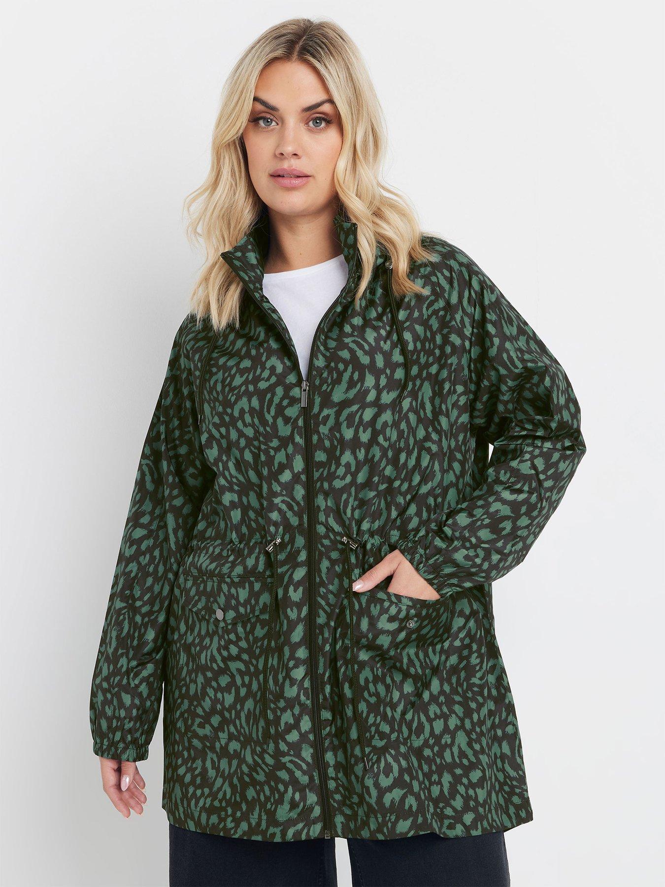  image of yours-curve-leopard-lightweight-parka-green