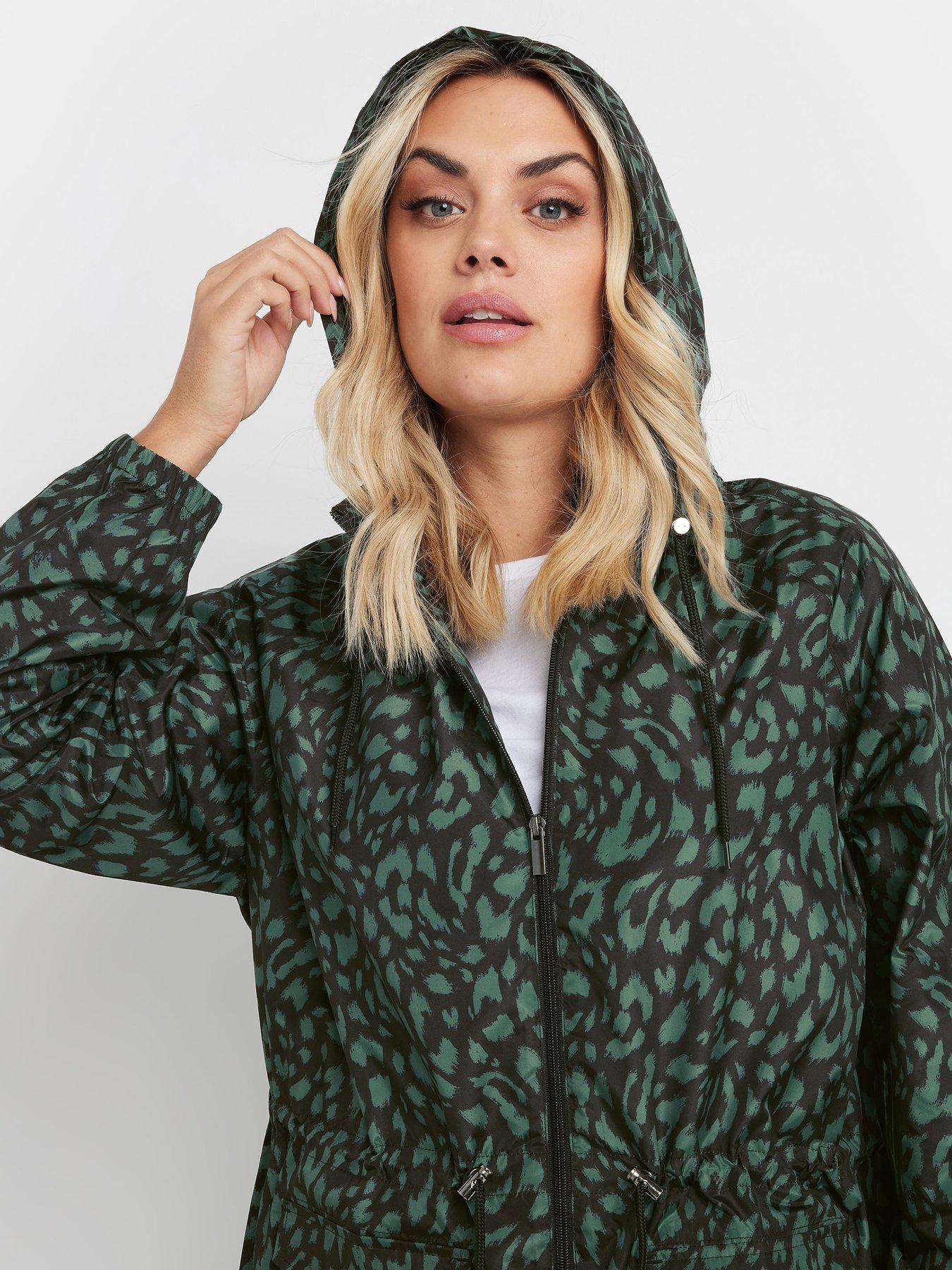  image of yours-curve-leopard-lightweight-parka-green