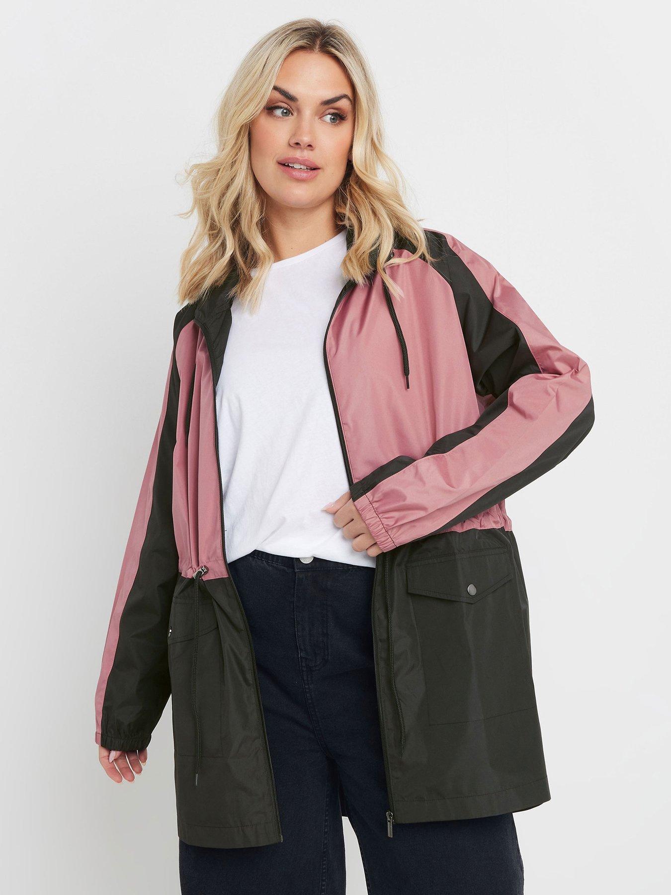 undefined Curve Lightweight Colour Block Parka - Pink