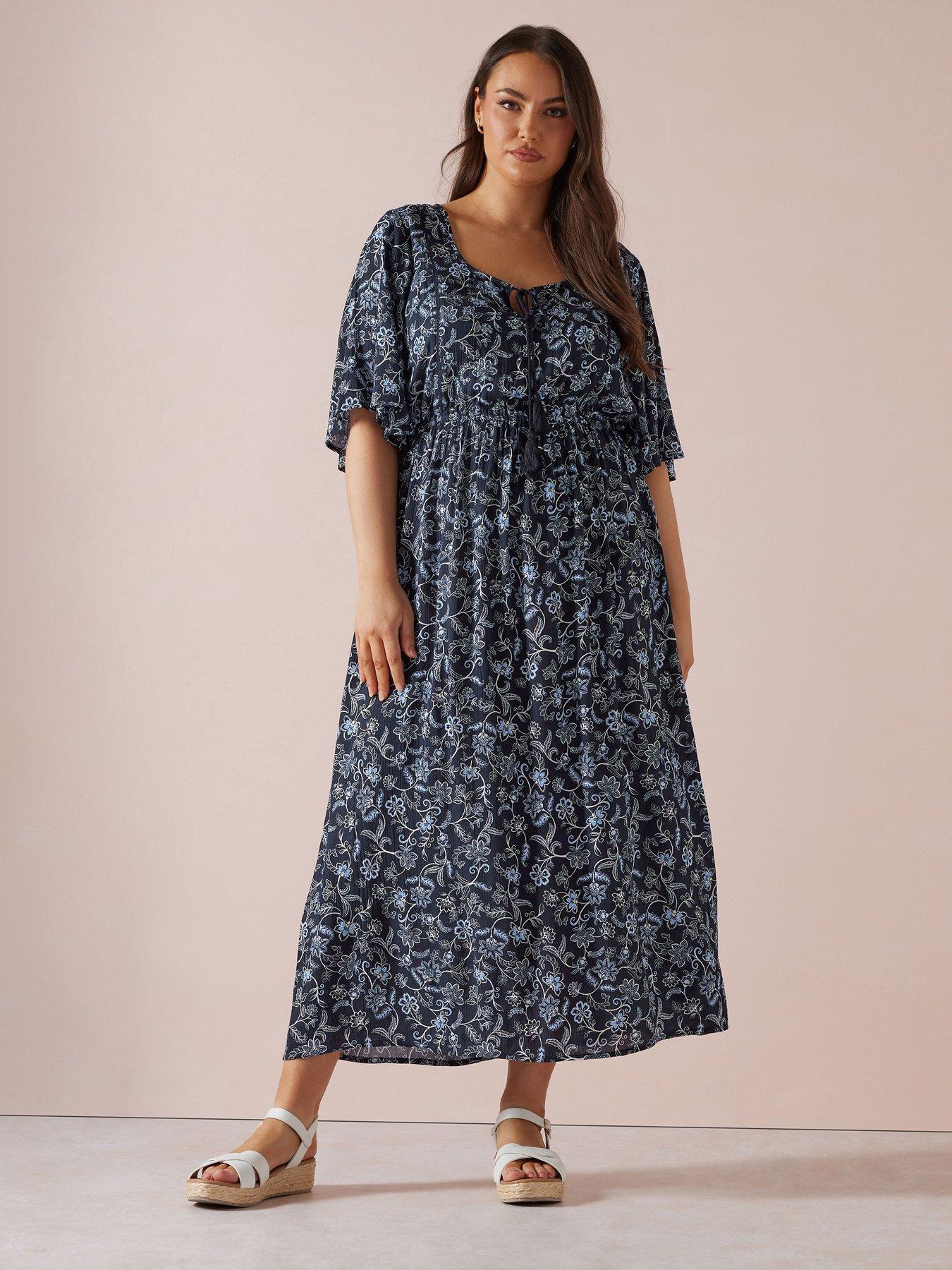 undefined Curve Paisley Boho Dress - Blue