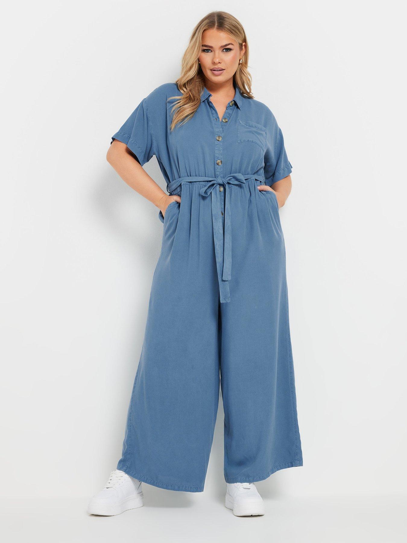 undefined Curve Chambray Wide Leg Jumpsuit