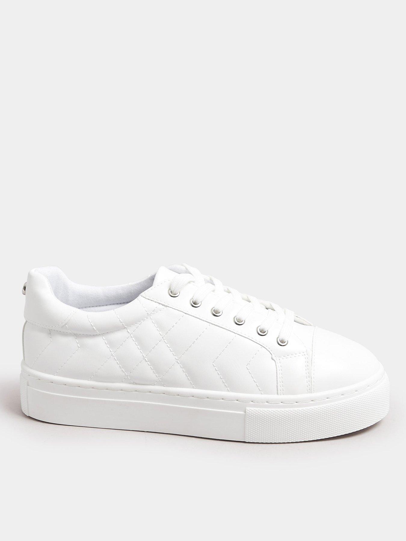  image of yours-extra-wide-fit-quilted-lace-up-trainers-white