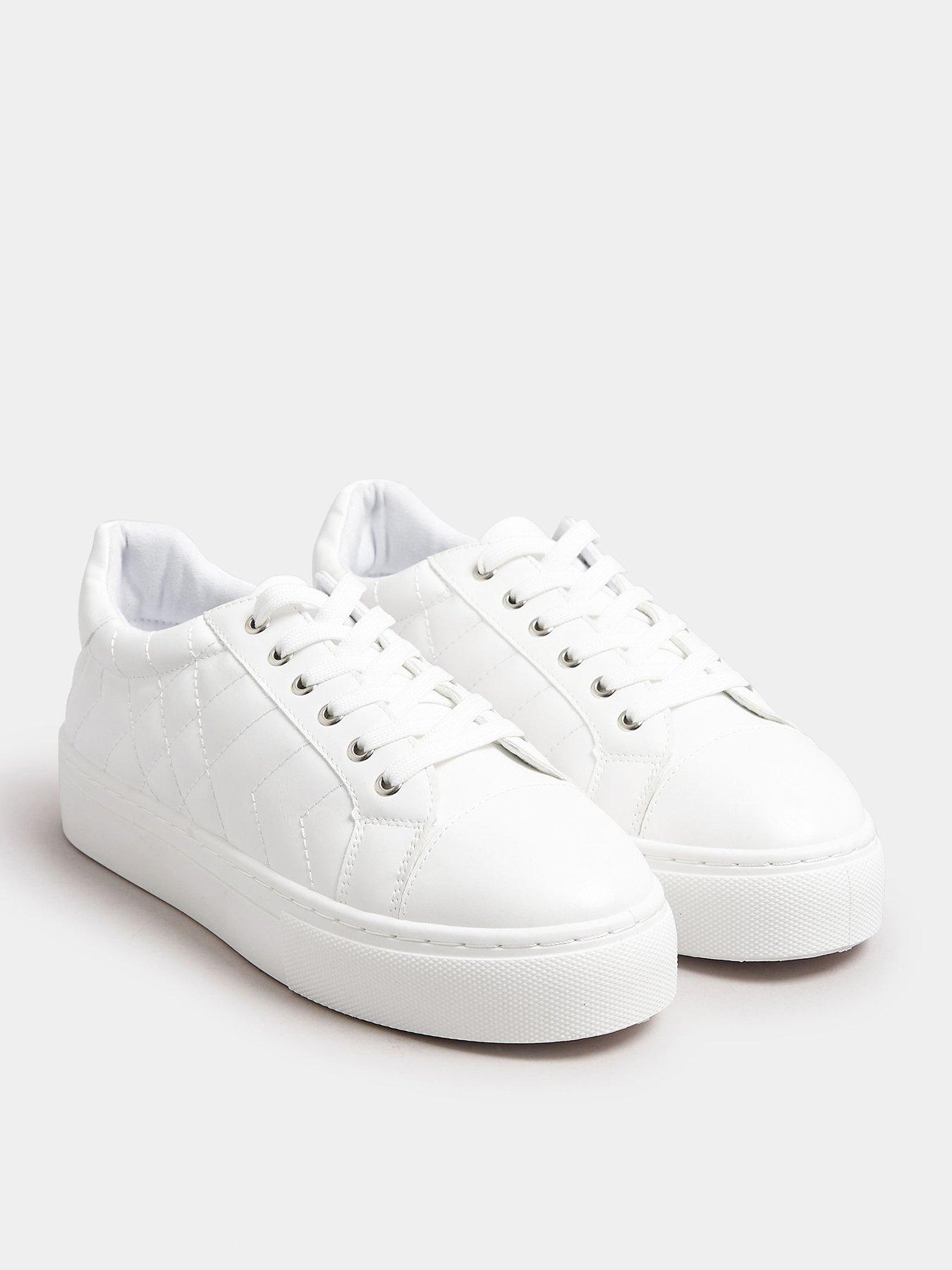  image of yours-extra-wide-fit-quilted-lace-up-trainers-white