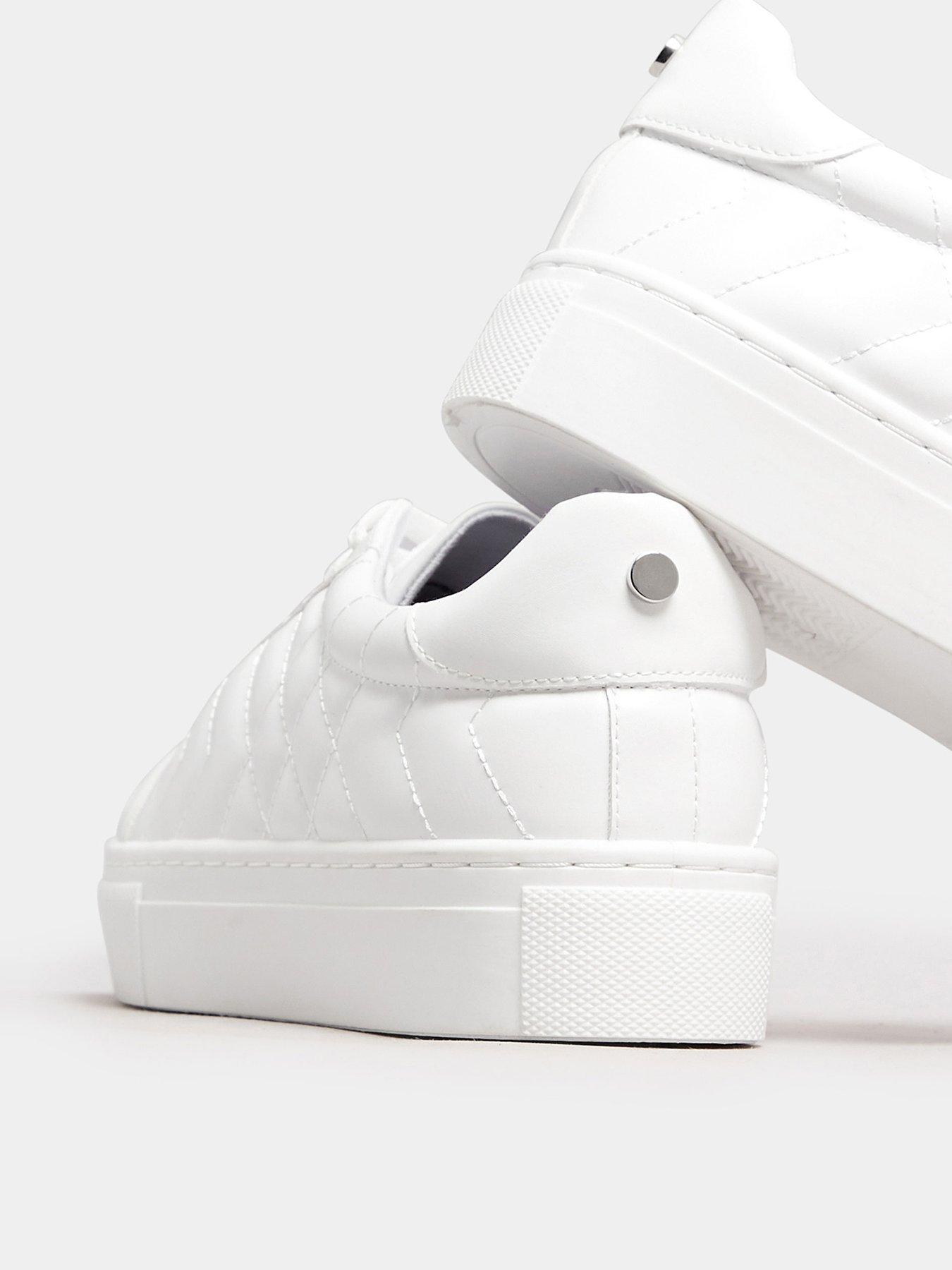  image of yours-extra-wide-fit-quilted-lace-up-trainers-white