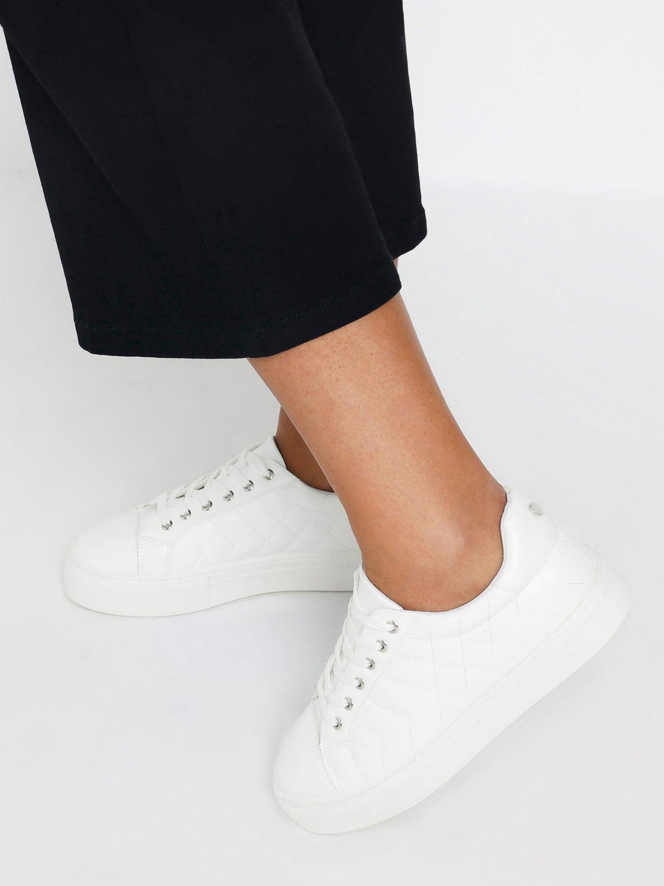  image of yours-extra-wide-fit-quilted-lace-up-trainers-white