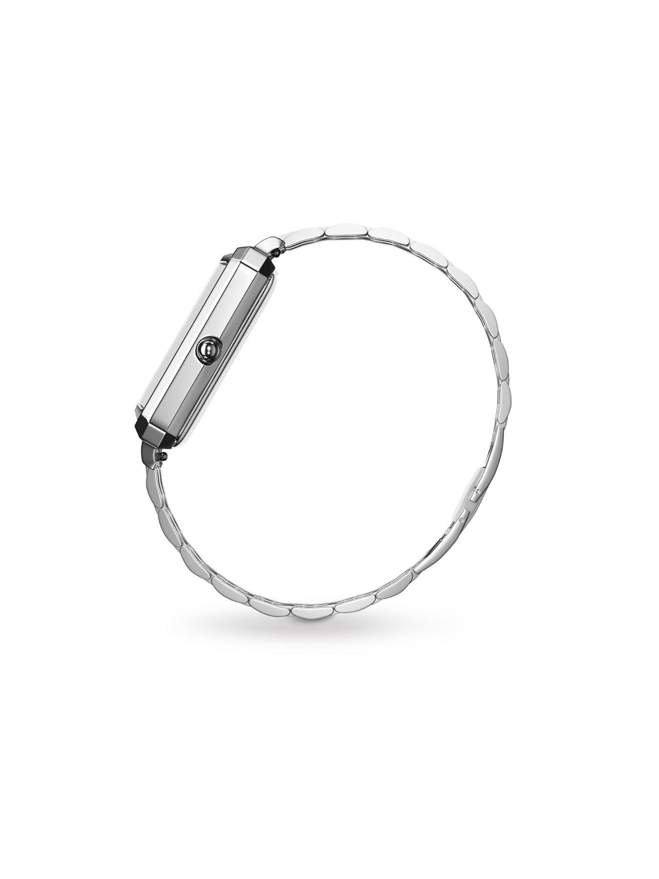  image of rosefield-octagon-silver-sunray-dial-in-a-silver-ip-case-and-stainless-steel-bracelet