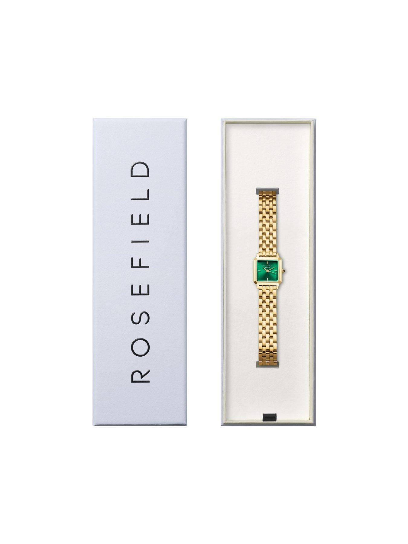  image of rosefield-boxelle-green-sunray-dial-in-gold-ip