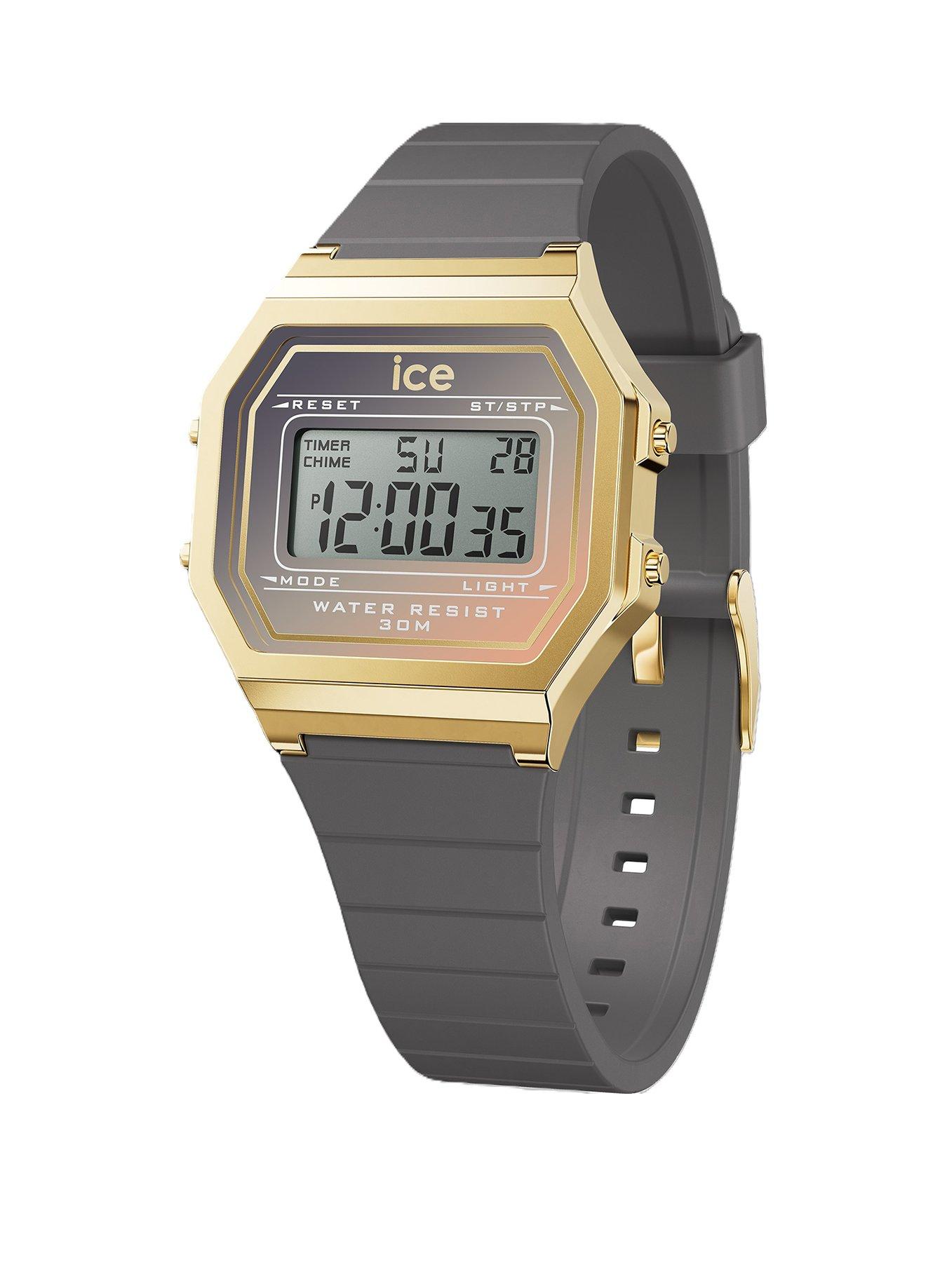  image of ice-watch-ice-watch-retro-digi-gold-case-grey-dial-grey-silcone-strap-32mm-digital-watch
