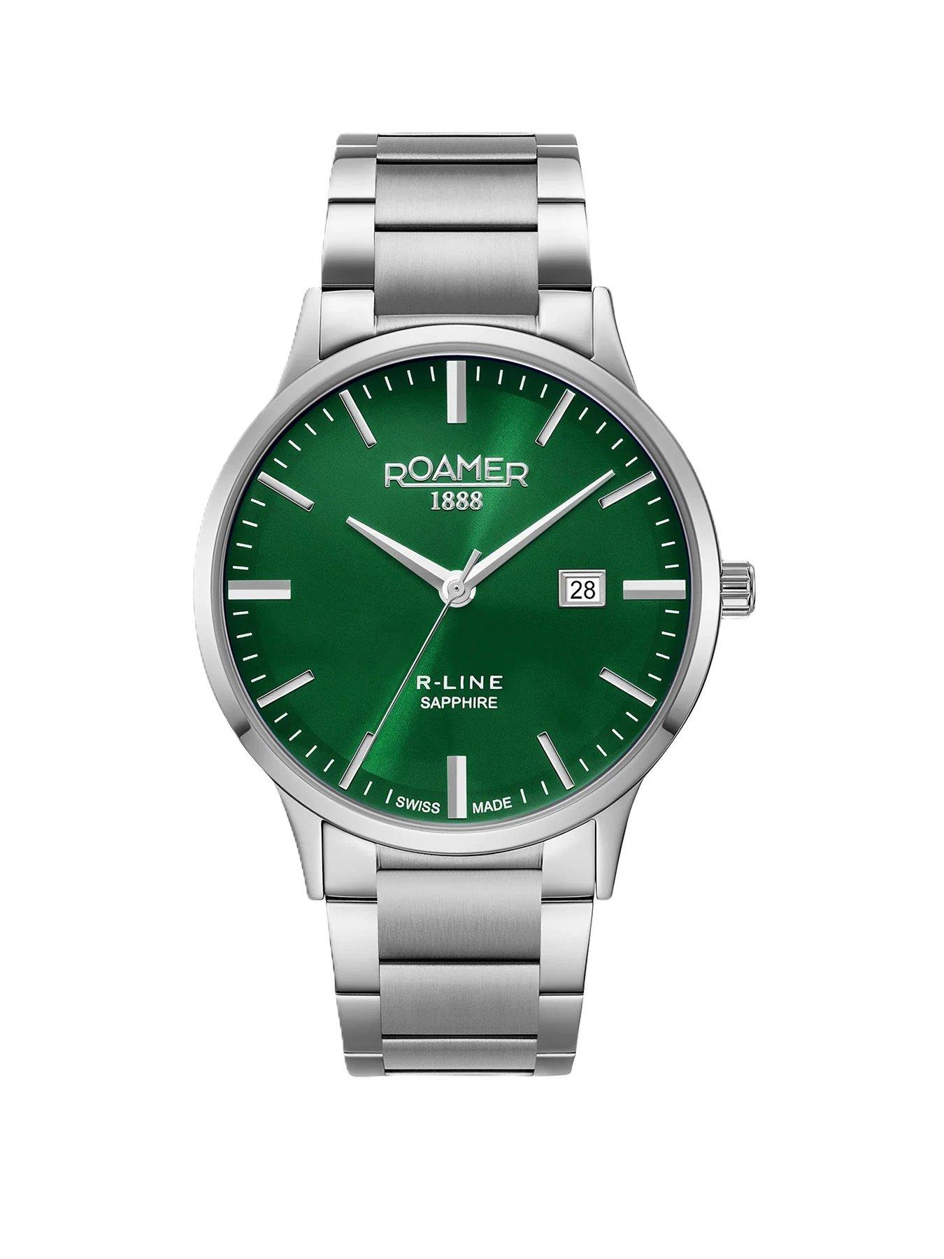 Roamer of Switzerland Swiss Made Men's R-Line Classic with Green Dial and Stainelss Steel Case and Bracelet