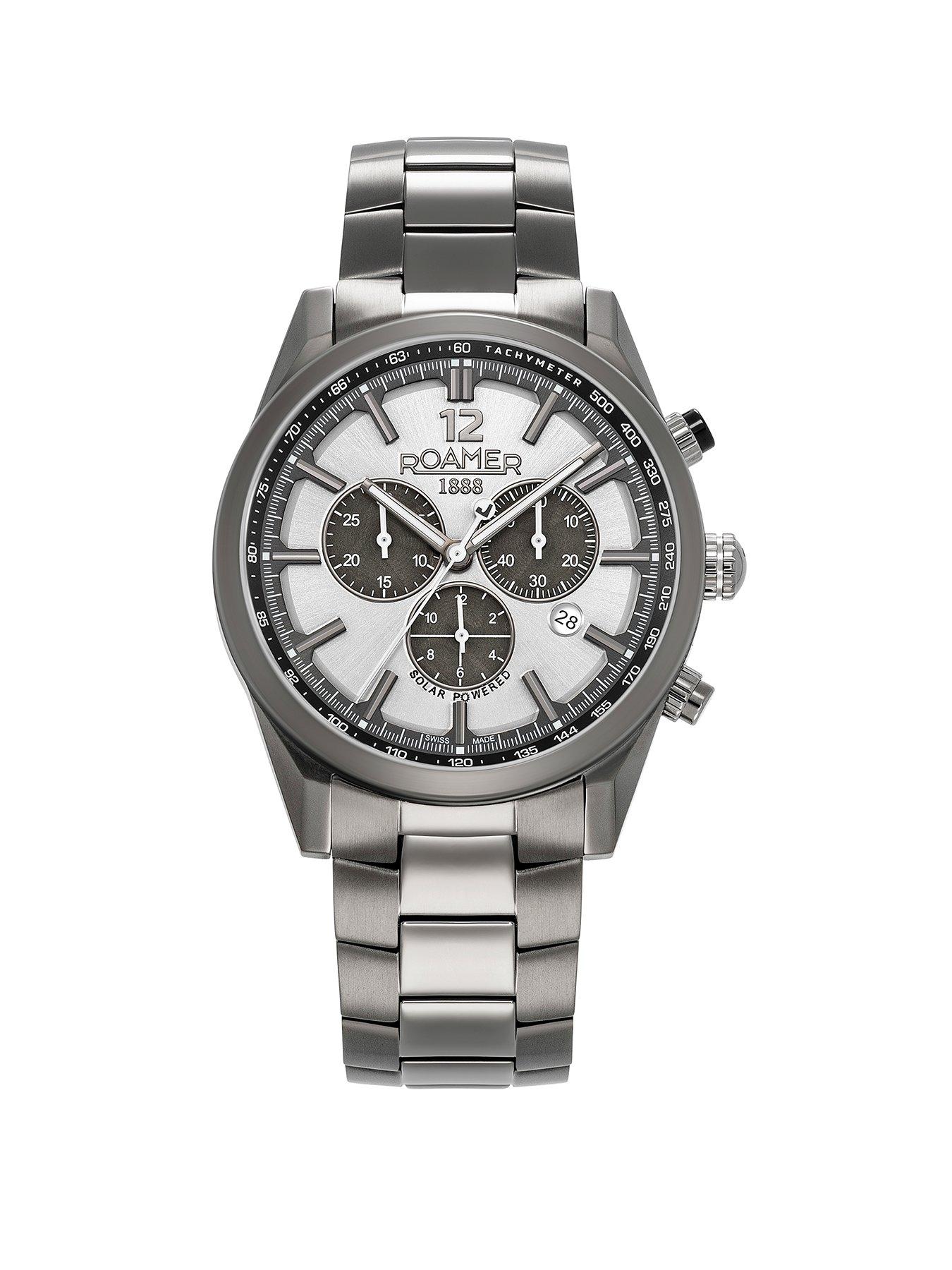 Image 1 of 5 of Roamer of Switzerland Swiss Made Helios-Power Men's Titamium Case and Bracelet with Silver Dial