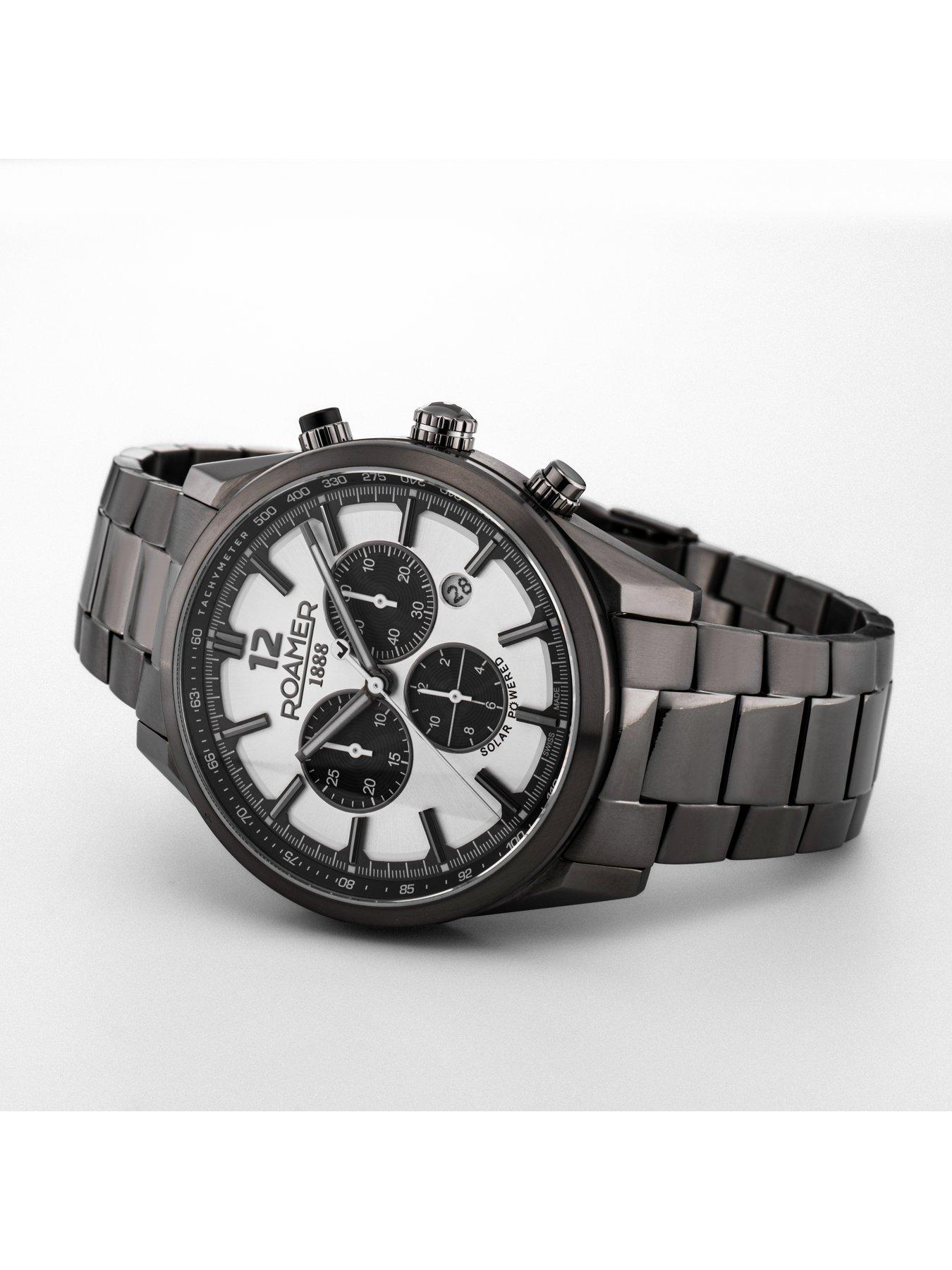 Image 2 of 5 of Roamer of Switzerland Swiss Made Helios-Power Men's Titamium Case and Bracelet with Silver Dial