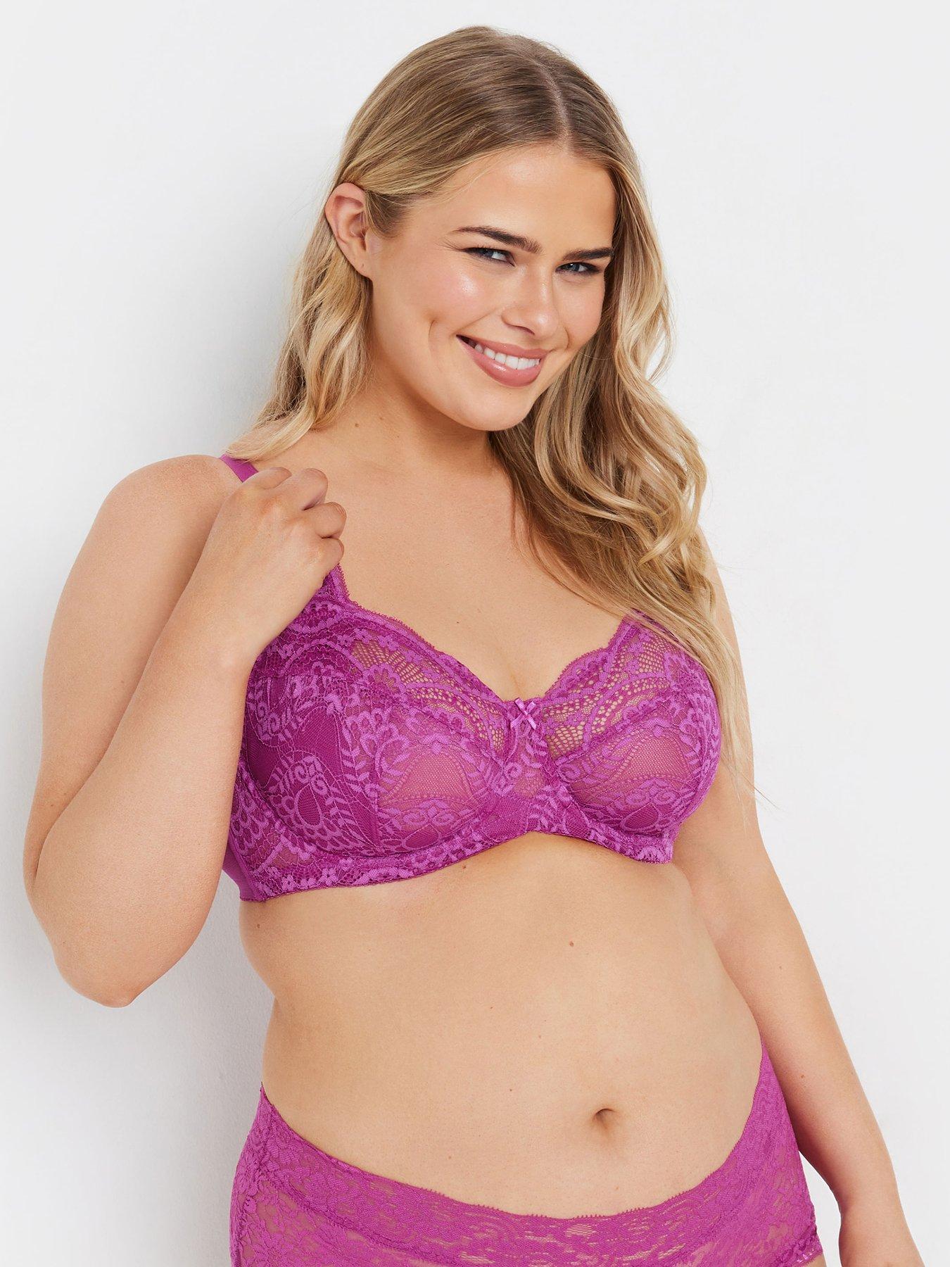  image of yours-curve-swirl-lace-non-padded-underwired-bra-pink