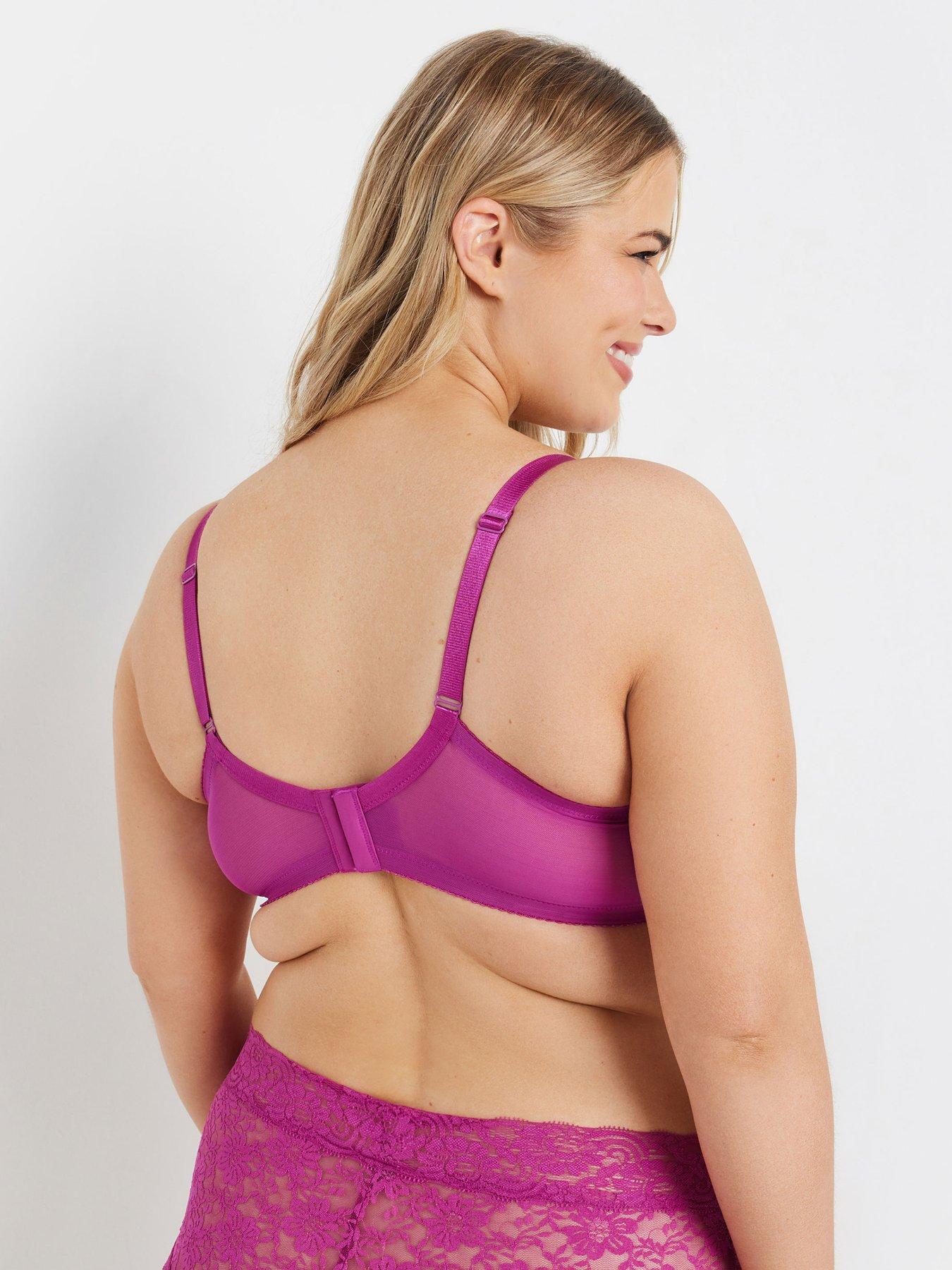  image of yours-curve-swirl-lace-non-padded-underwired-bra-pink