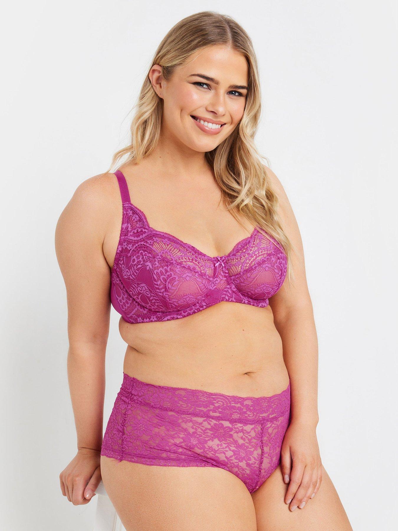  image of yours-curve-swirl-lace-non-padded-underwired-bra-pink