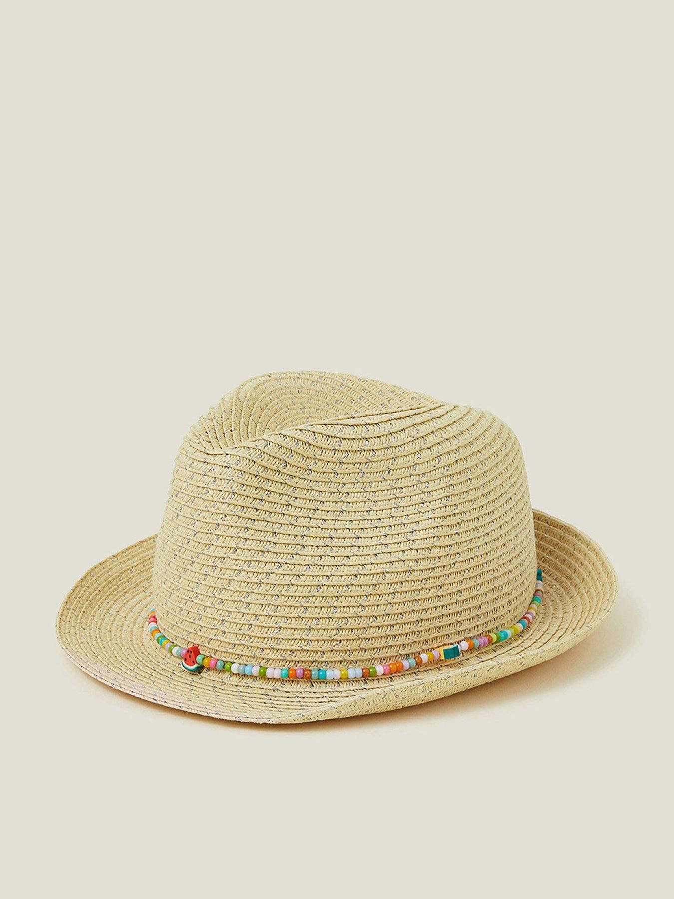 undefined Girls Beaded Charm Trilby - Beige