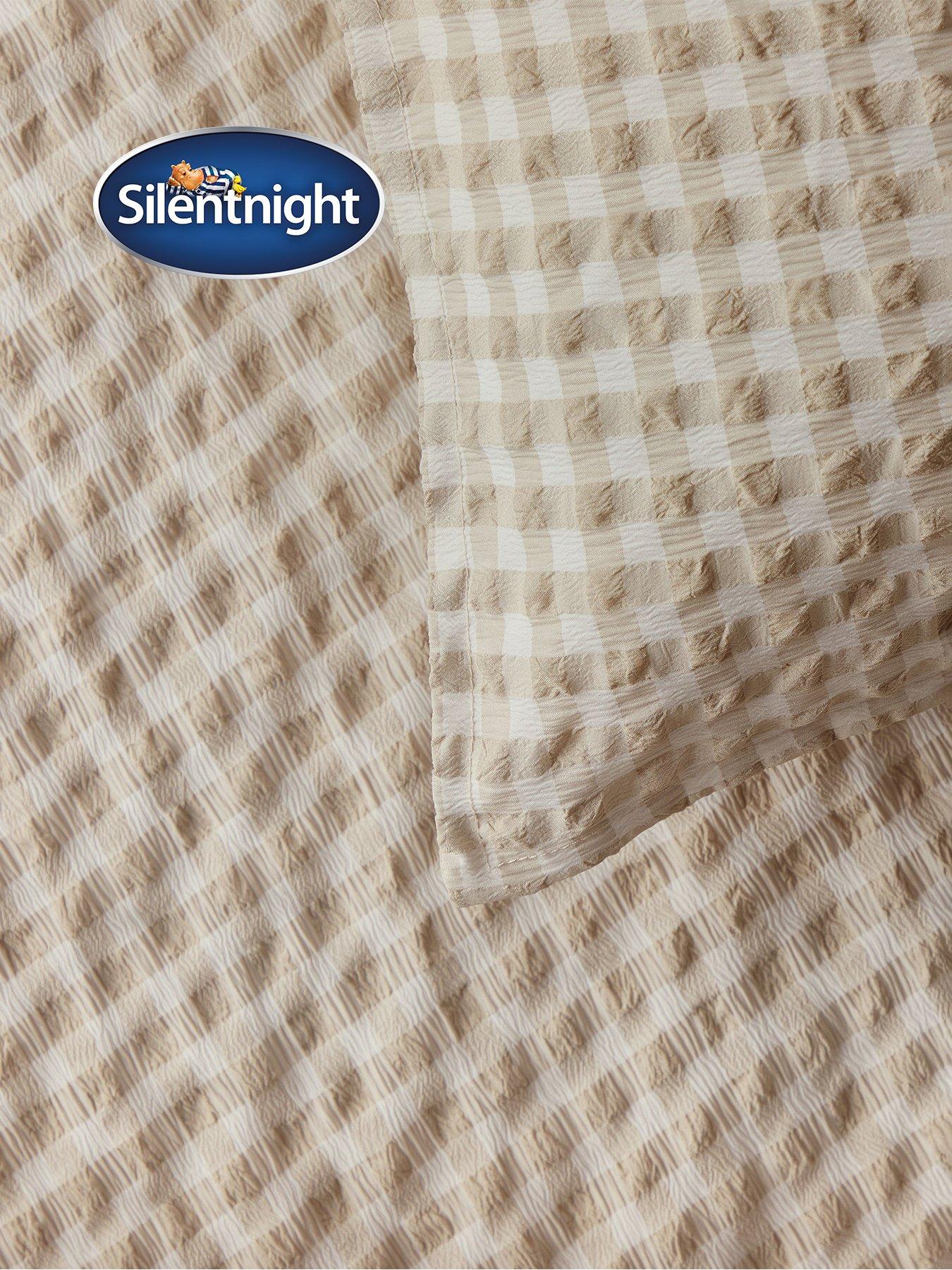  image of silentnight-supersoft-gingham-seersucker-duvet-cover-set-natural