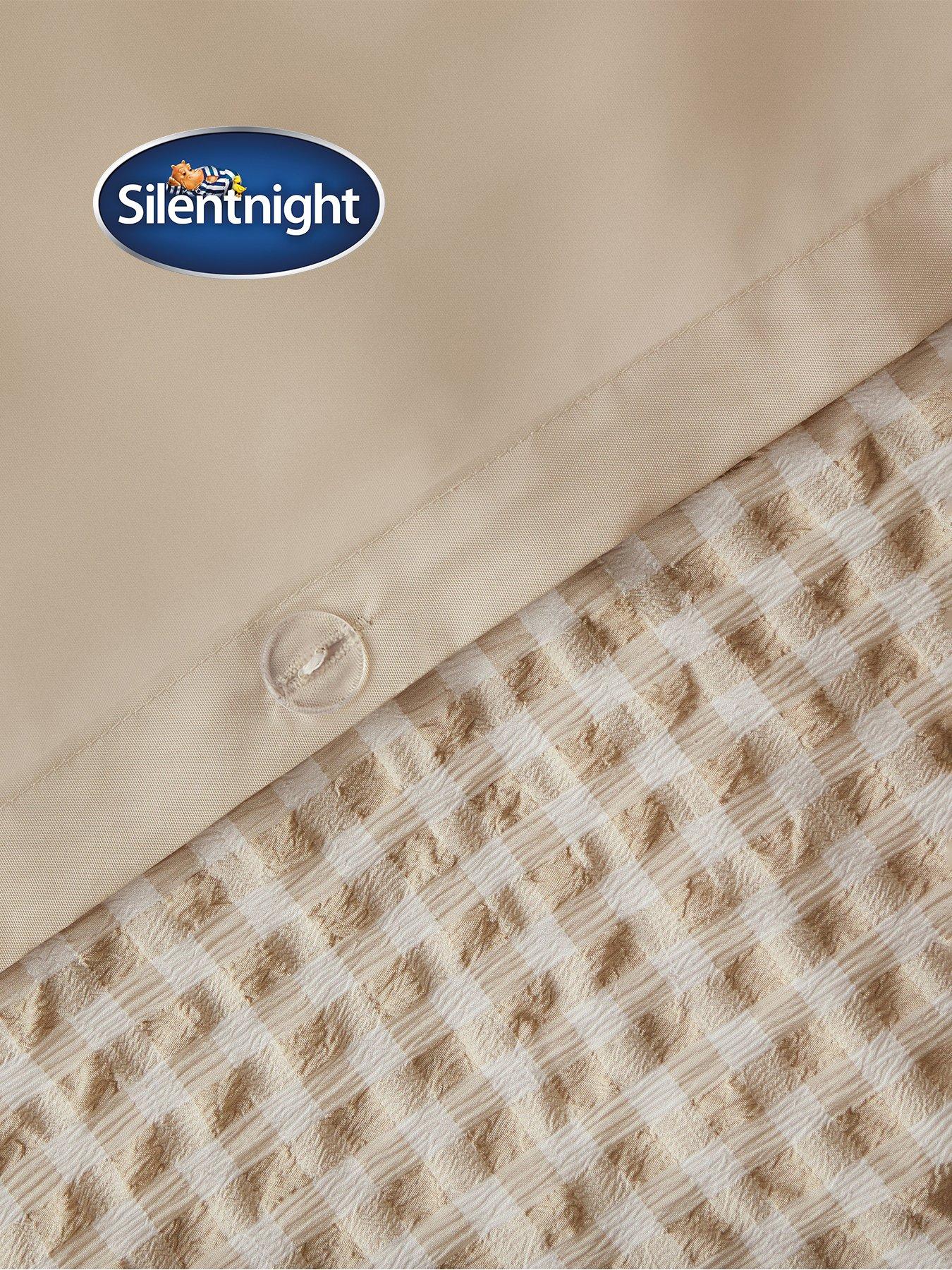  image of silentnight-supersoft-gingham-seersucker-duvet-cover-set-natural