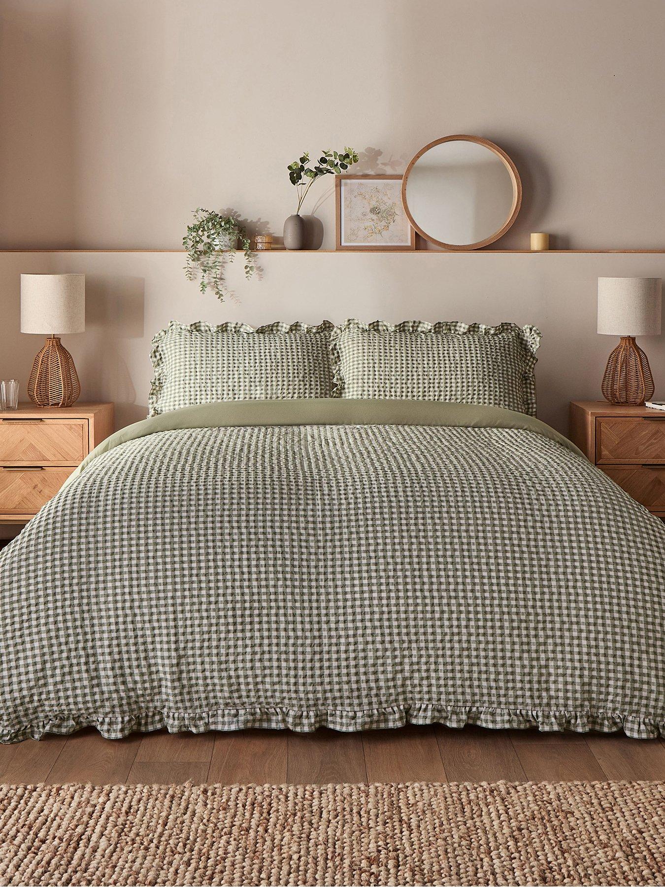 Silentnight Supersoft Gingham Seersucker Duvet Cover Set in Sage
