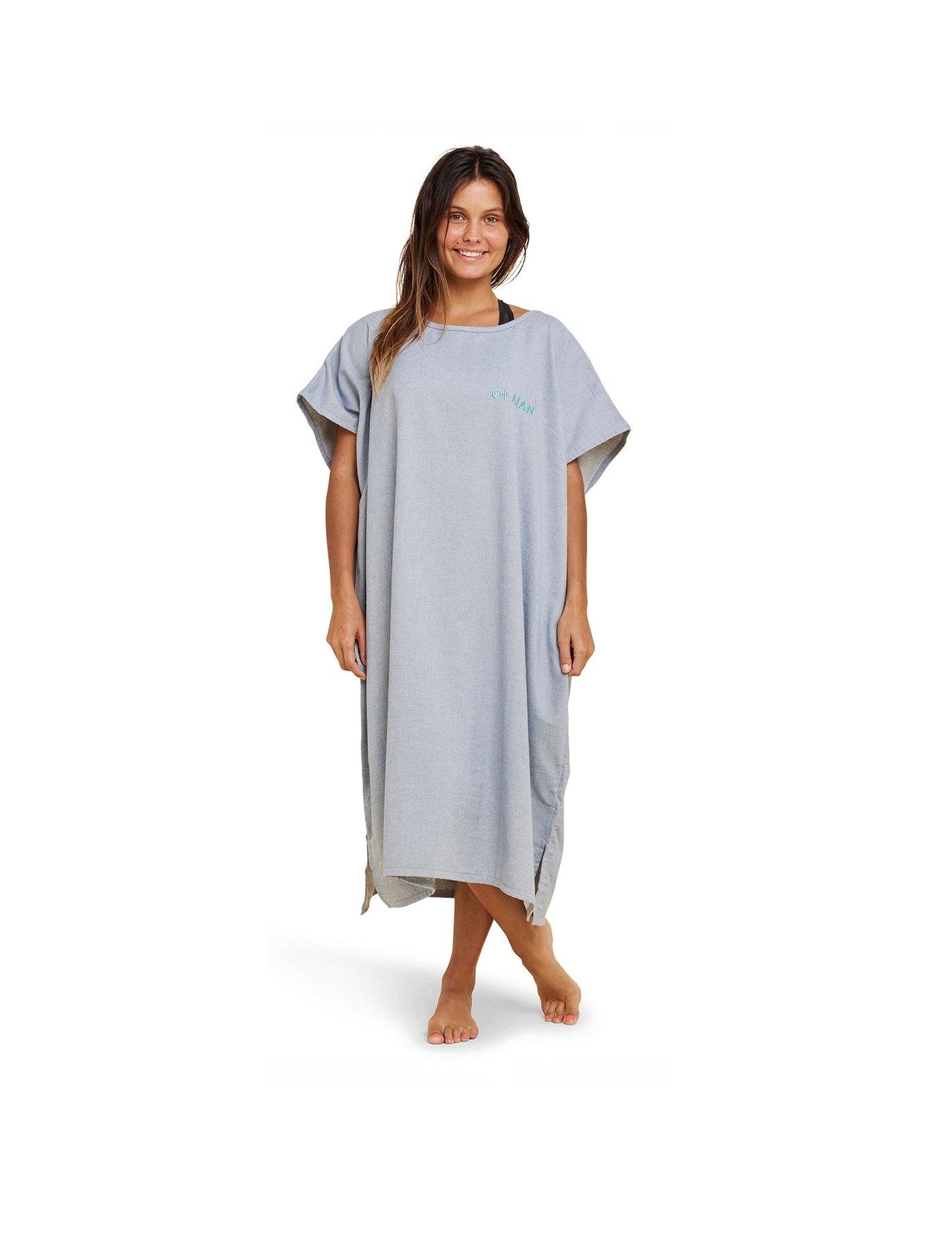  image of decathlon-adult-surf-poncho-100-mottled-grey