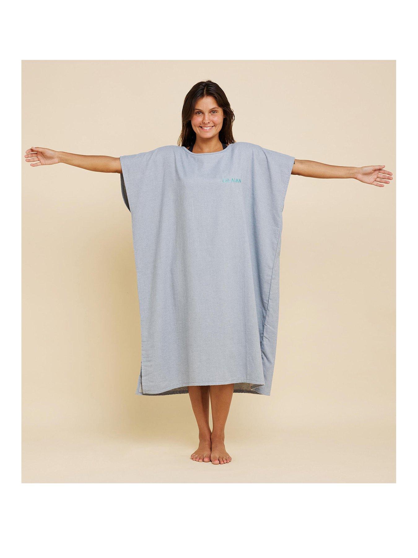  image of decathlon-adult-surf-poncho-100-mottled-grey