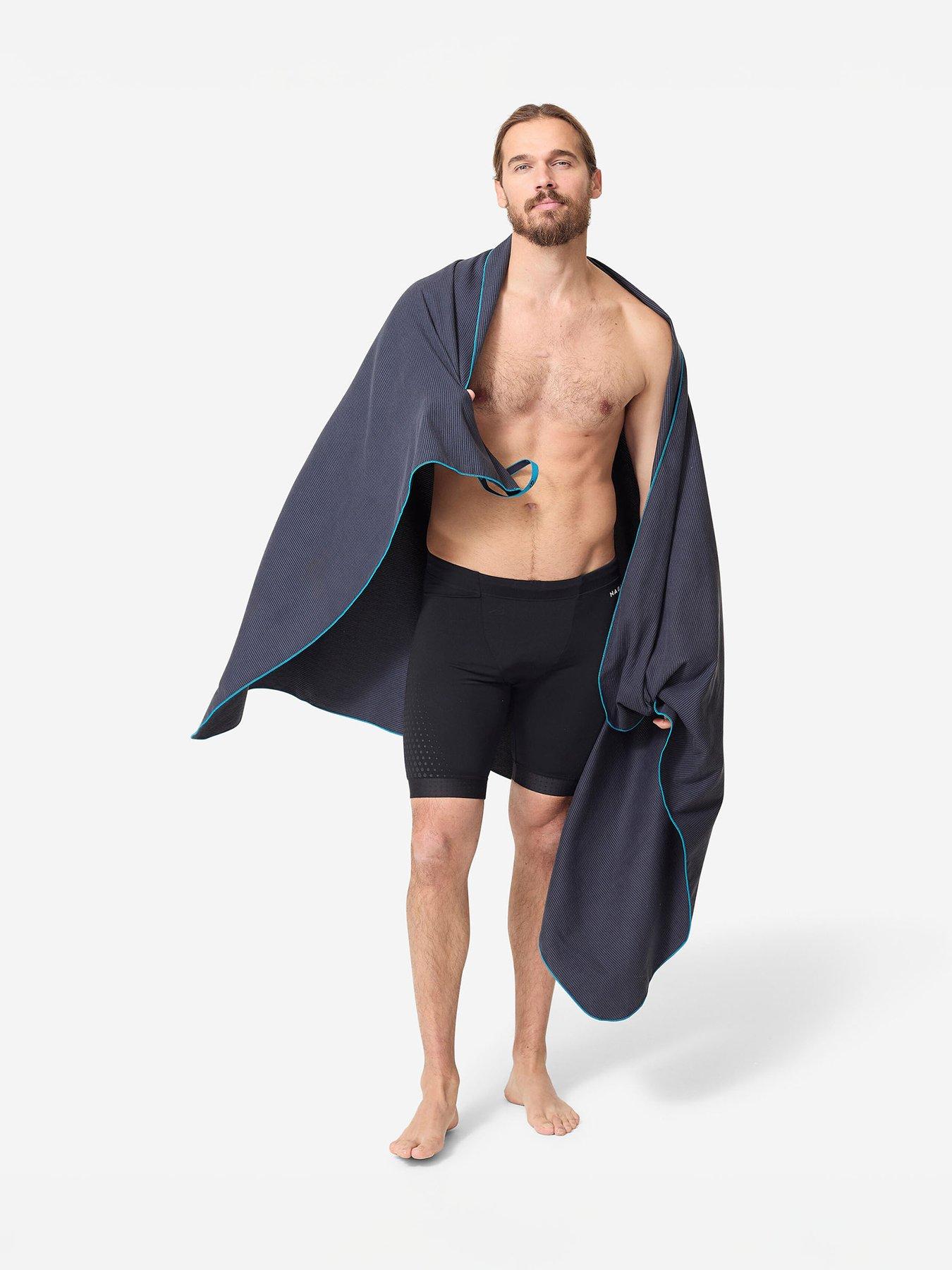  image of decathlon-microfibre-swimming-towel-size-xl-110-x-175-cm-striped-dark-blue