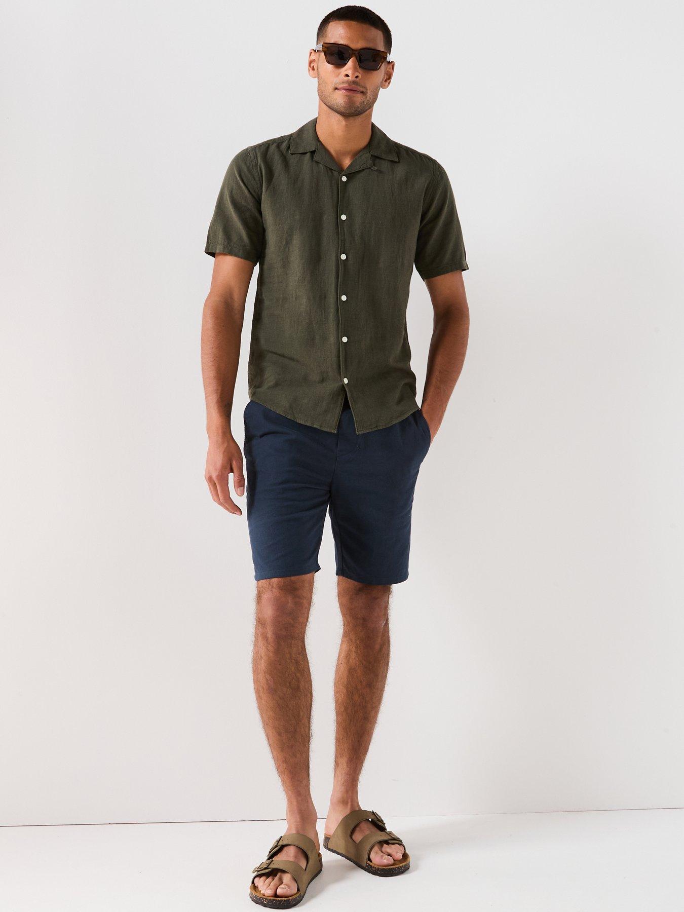 Image 3 of 4 of ONLY & SONS Linus Linen Blend Chino&nbsp;Shorts - Navy