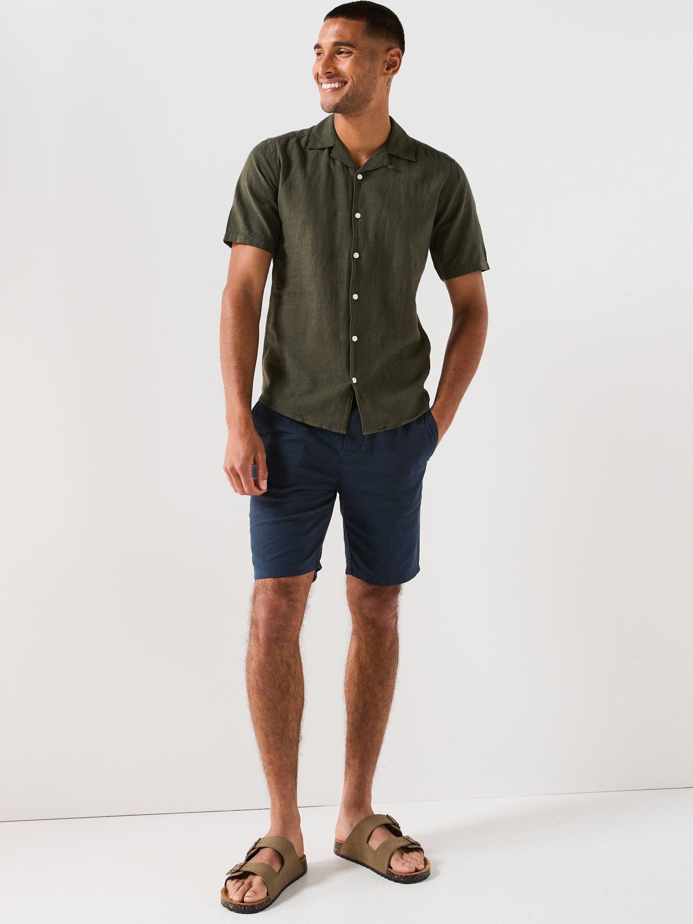 Image 4 of 4 of ONLY & SONS Linus Linen Blend Chino&nbsp;Shorts - Navy