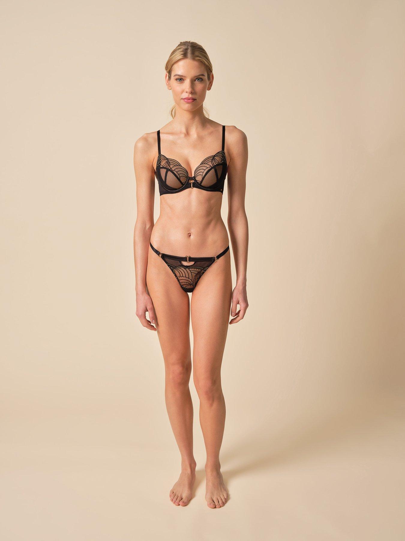  image of gossard-viva-underwired-non-padded-plunge-bra-black