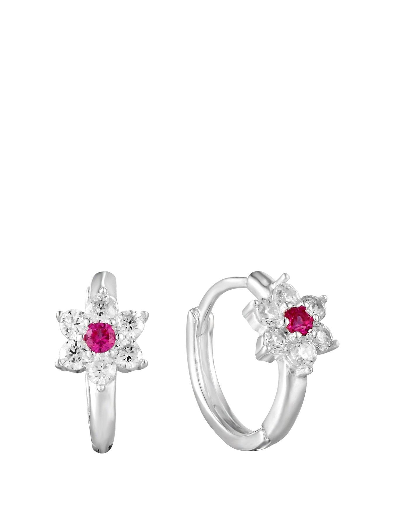 seol-gold-sterling-silver-ruby-flower-cz-huggie-hoops