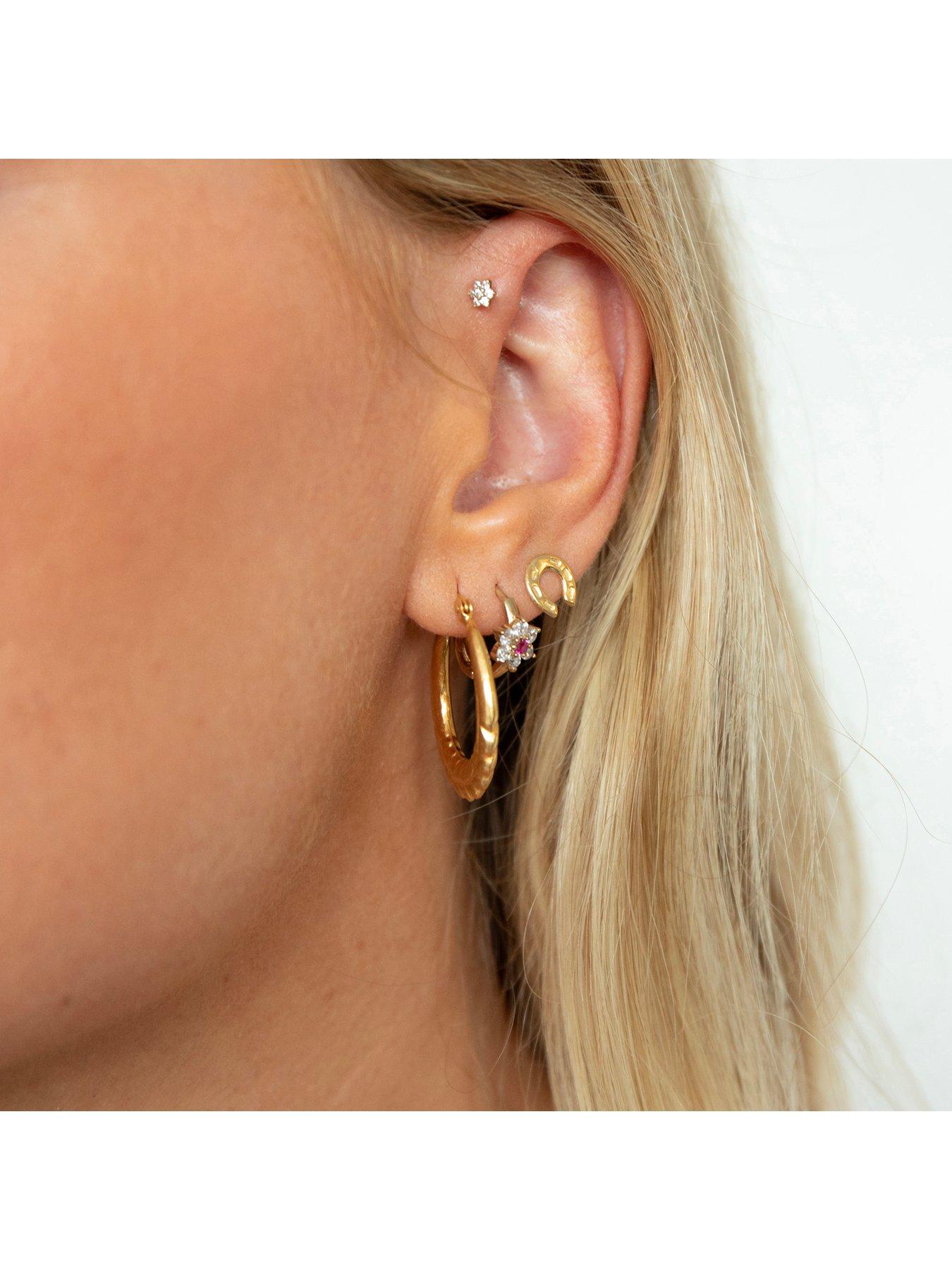  image of seol-gold-18ct-gold-plated-sterling-silver-tiny-flower-cz-stud