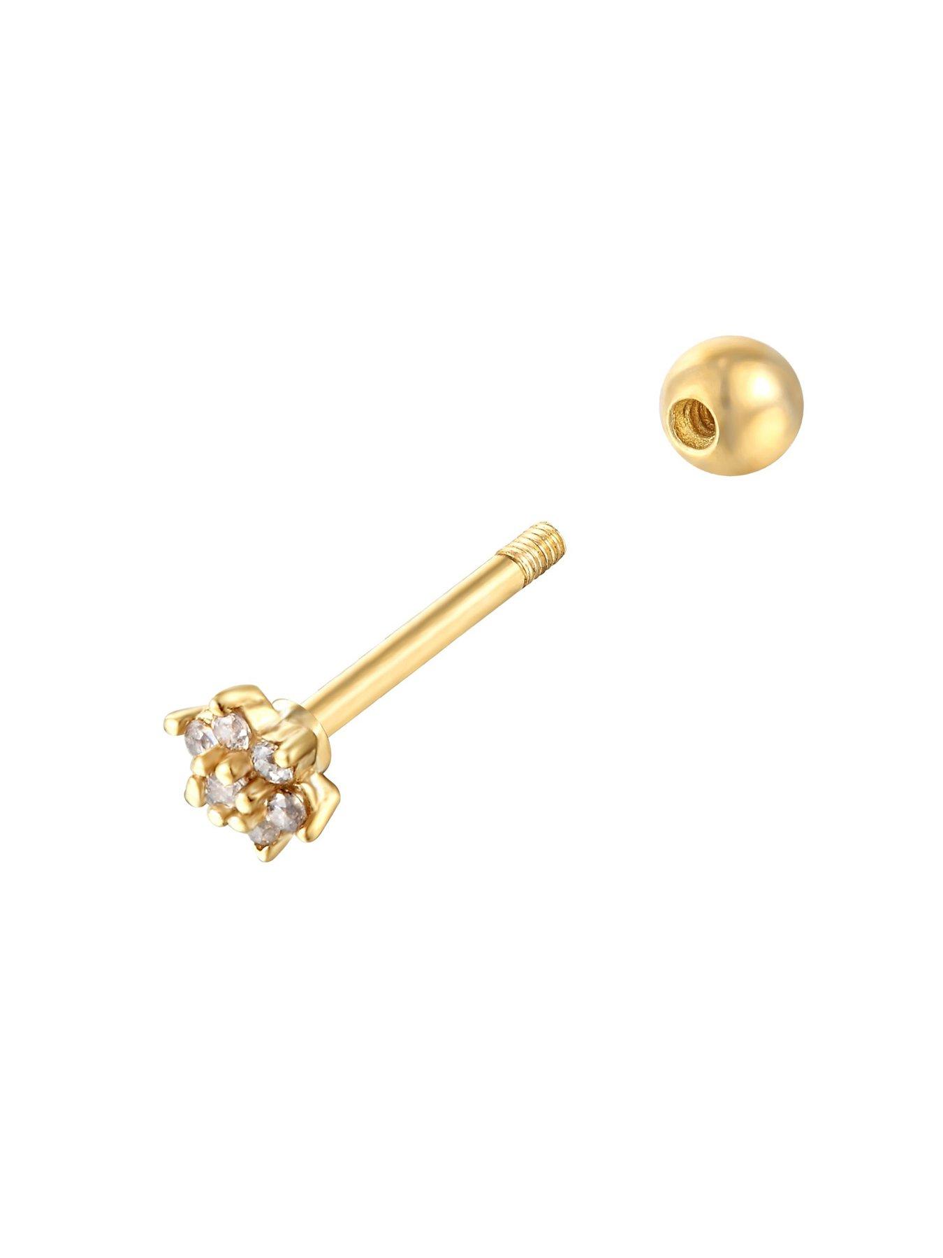  image of seol-gold-18ct-gold-plated-sterling-silver-tiny-flower-cz-stud