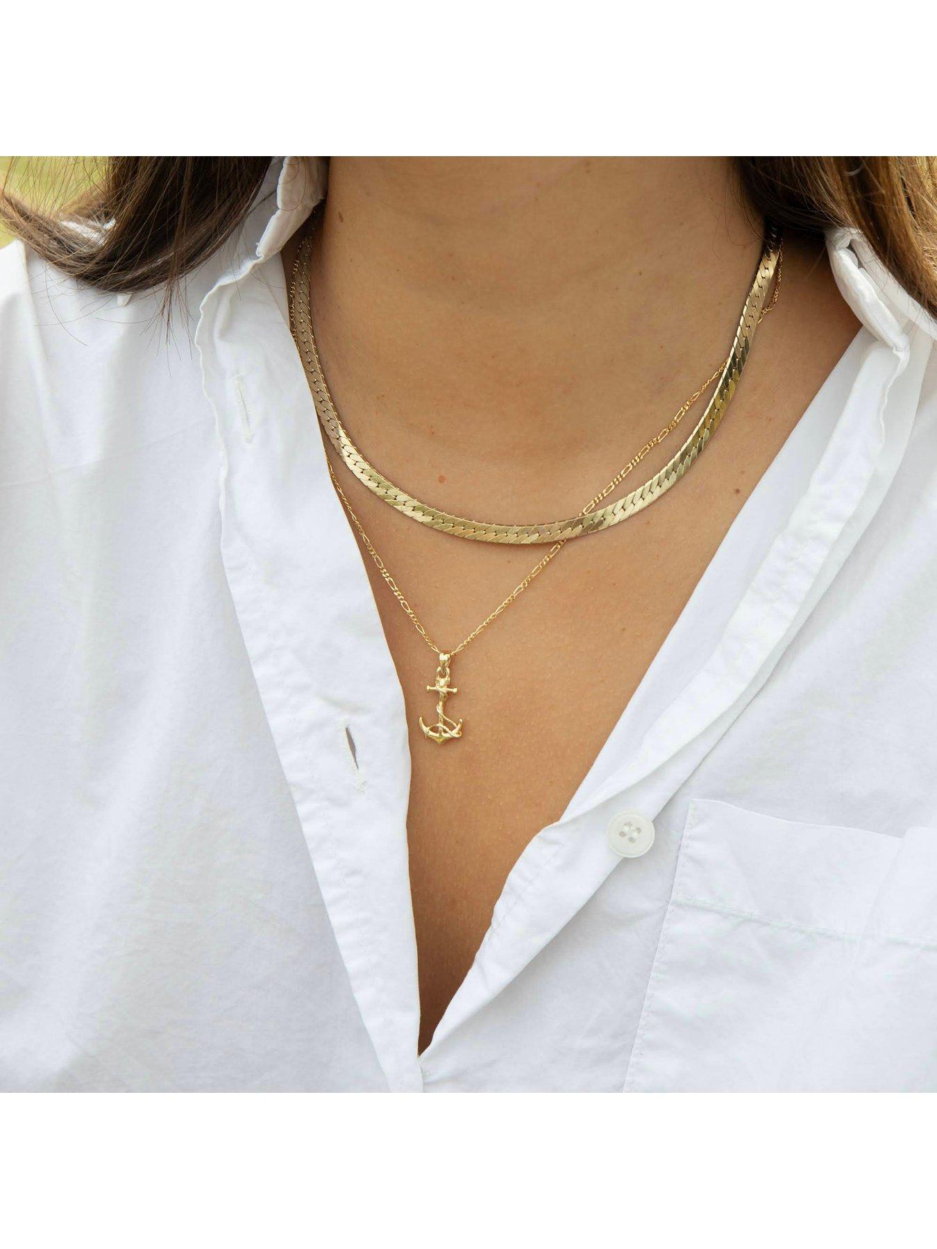  image of seol-gold-18ct-gold-plated-sterling-silver-anchor-necklace