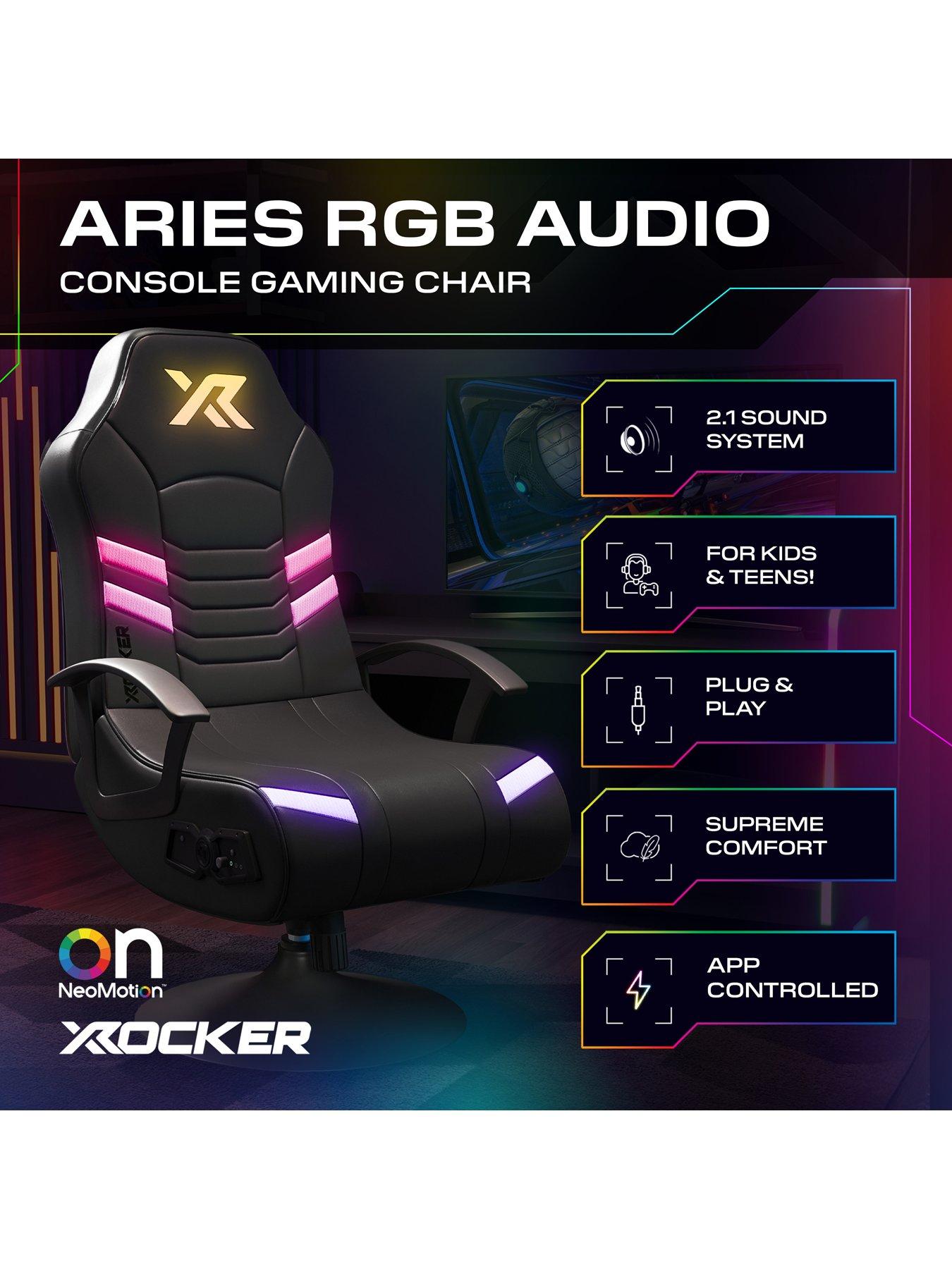 Image 2 of 7 of X Rocker Aries RGB Stereo Audio Pedestal Gaming chair with App-Controlled RGB light