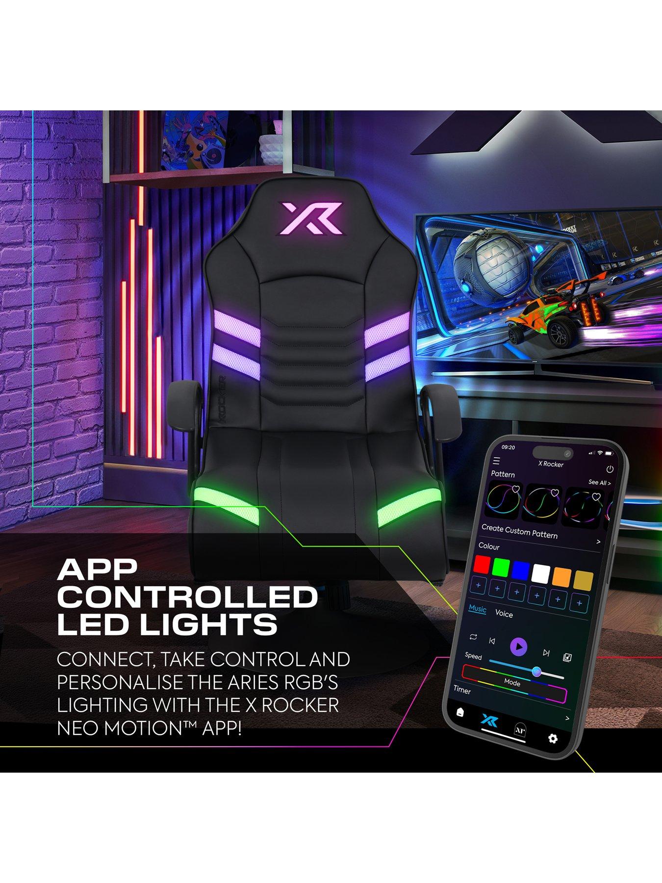 Image 5 of 7 of X Rocker Aries RGB Stereo Audio Pedestal Gaming chair with App-Controlled RGB light