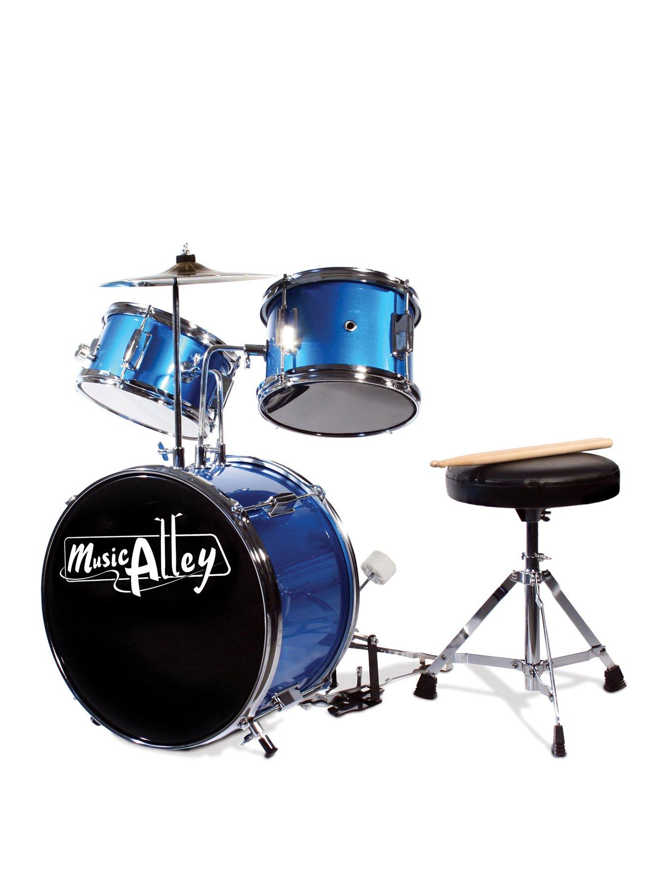 Image 1 of 6 of Music Alley 3 Piece Kids Drum Set with Throne, Cymbal, Pedal &amp; Drumsticks,