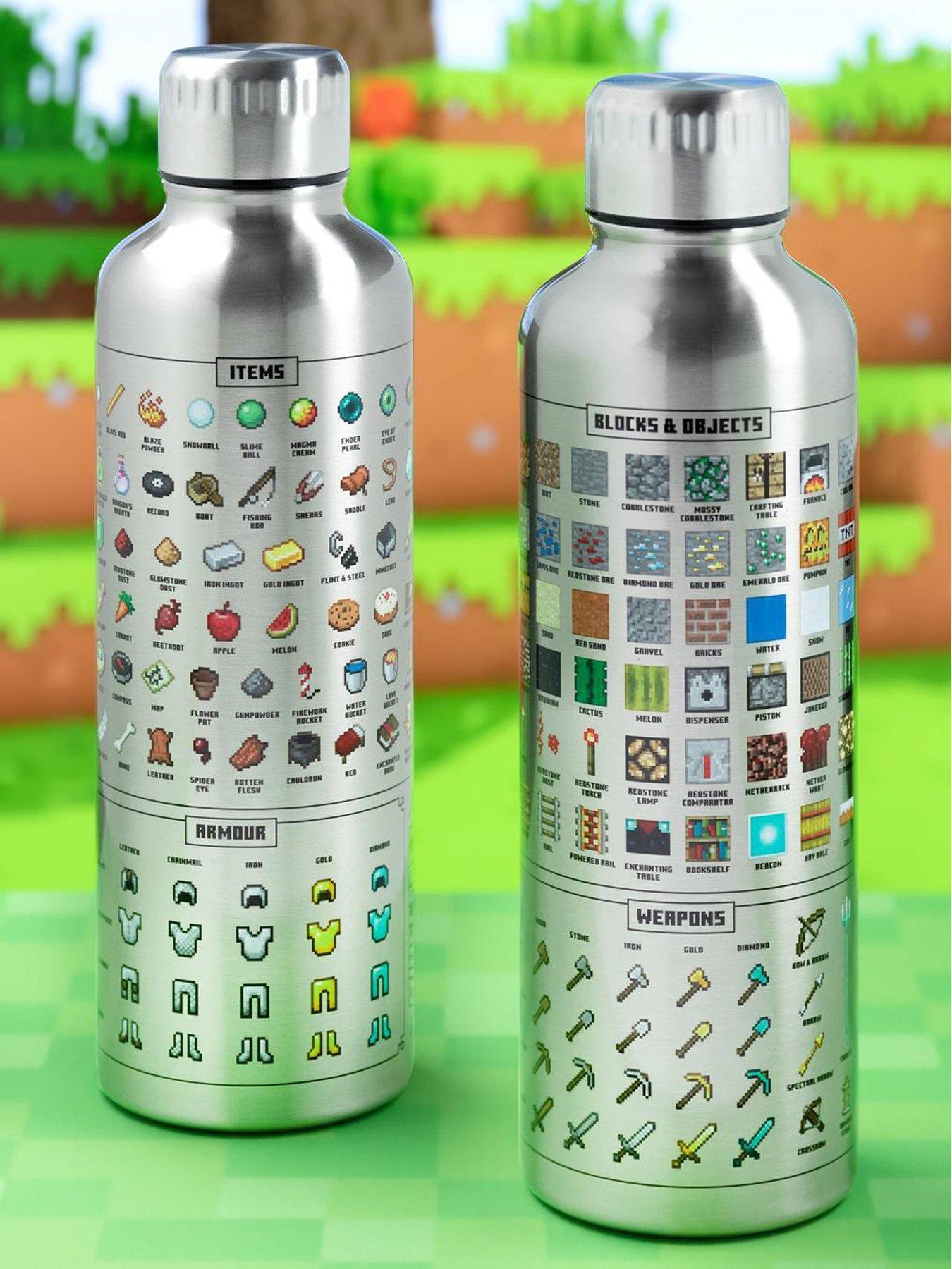 Minecraft Metal Water Bottle - Officially Licensed, Leakproof Travel Bottle For Hot And Cold Beverages, Featuring In Game Items
