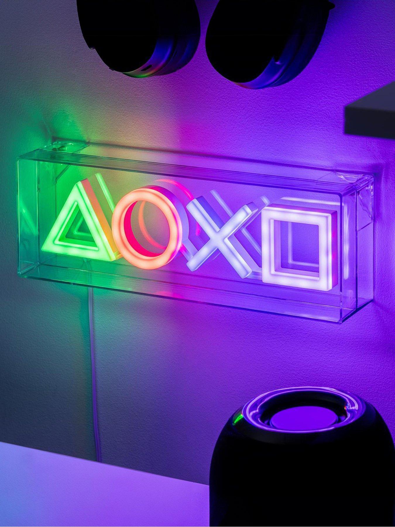 Playstation Icons Led Neon Light - Officially Licensed Free Standing Or Wall Mountable Light Sign - Game Room Accessories And Decor For Gamers