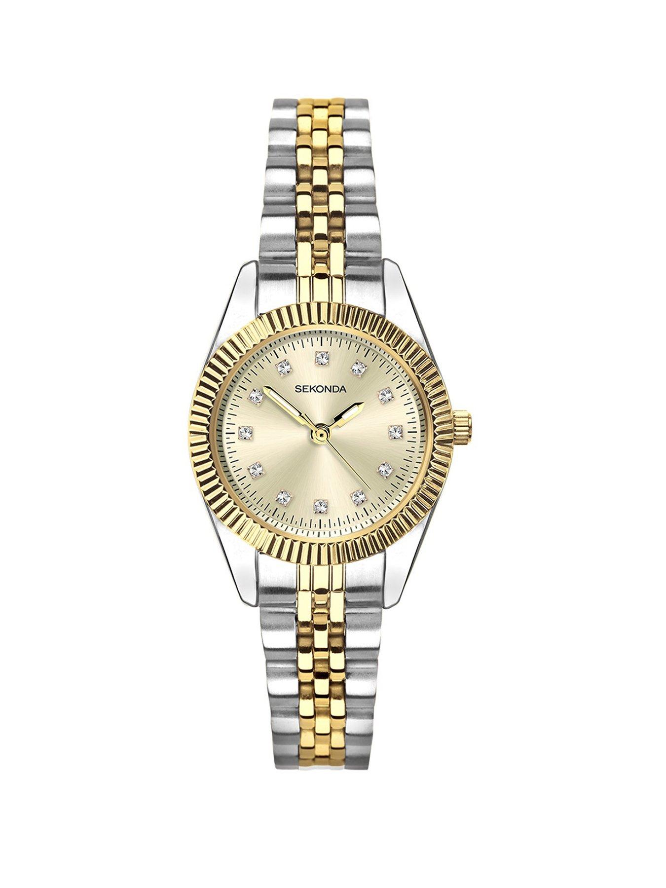 undefined Womens Francis Two Tone Stainless Steel Bracelet with Champagne Dial Analogue Watch