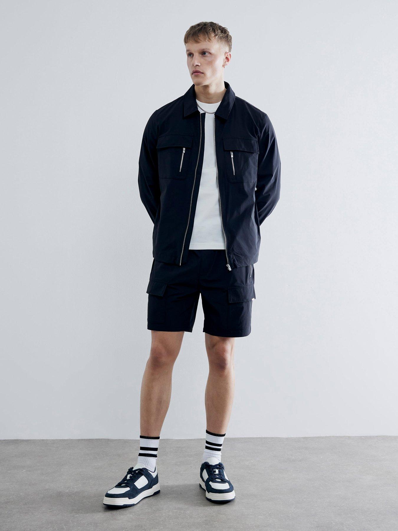  image of river-island-mayer-stretch-cargo-shorts-black