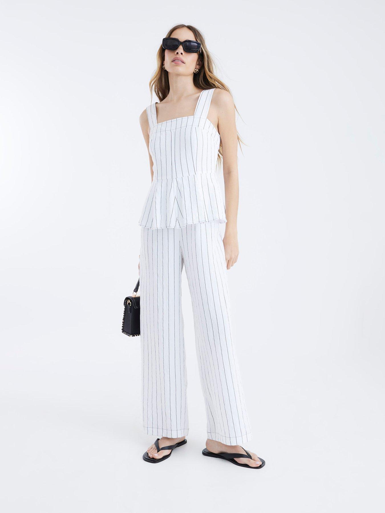 River Island Stripe Peplum Jumpsuit - White
