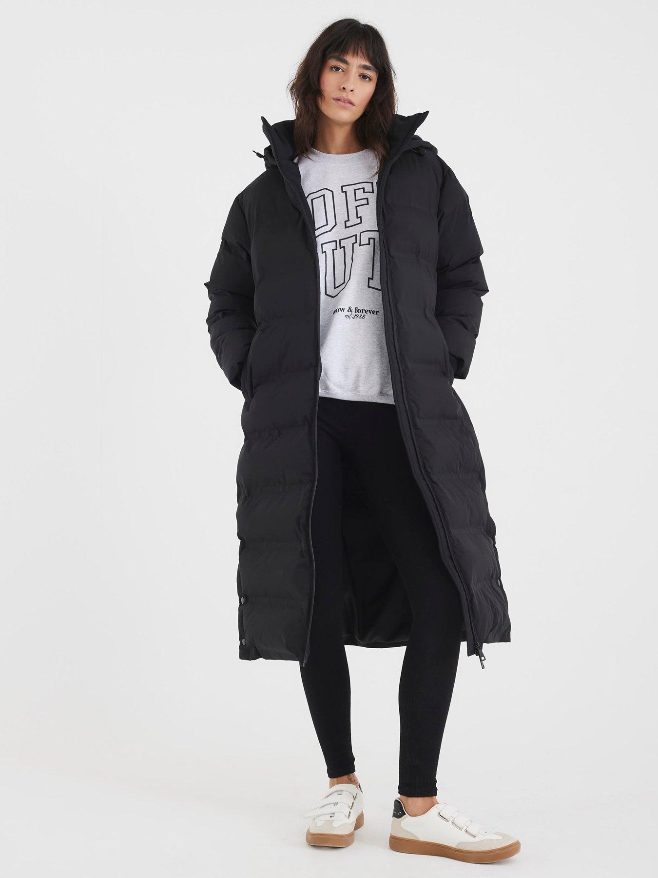 undefined Longline Heatseal Padded Coat - Black