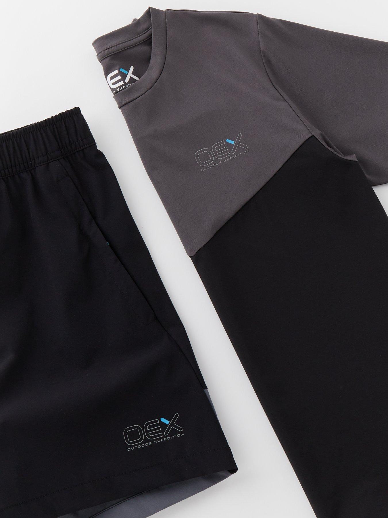  image of oex-junior-boys-flynn-tee-and-shorts-set-black