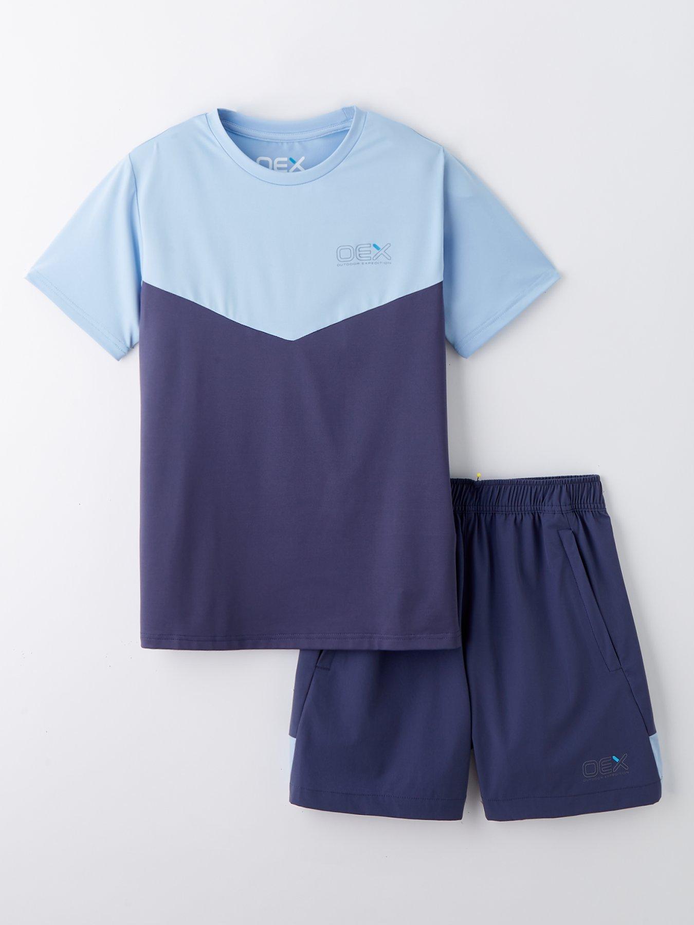 oex-junior-boys-flynn-tee-and-shorts-set-blue