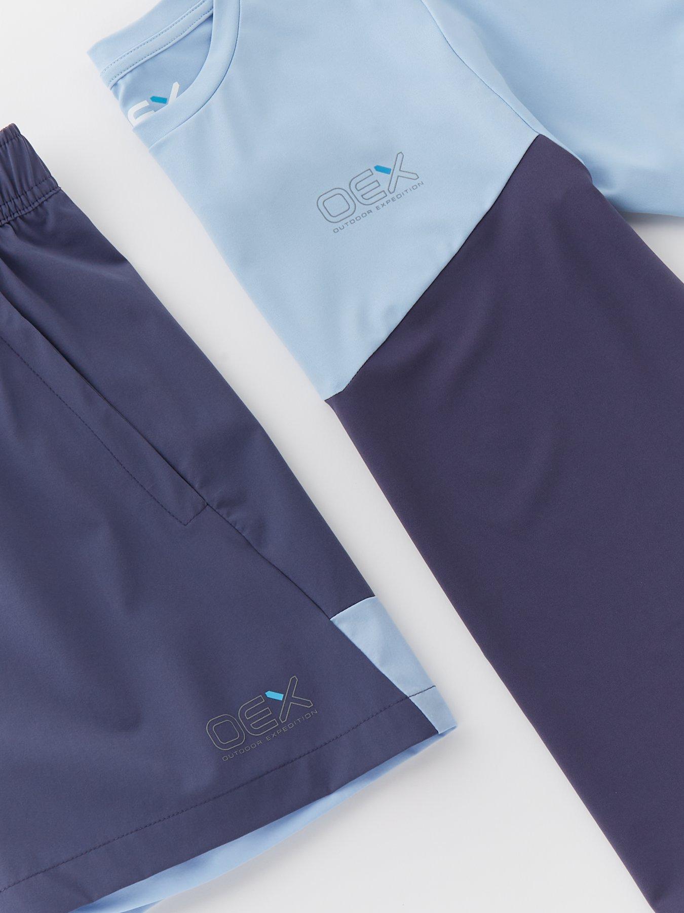  image of oex-junior-boys-flynn-tee-and-shorts-set-blue