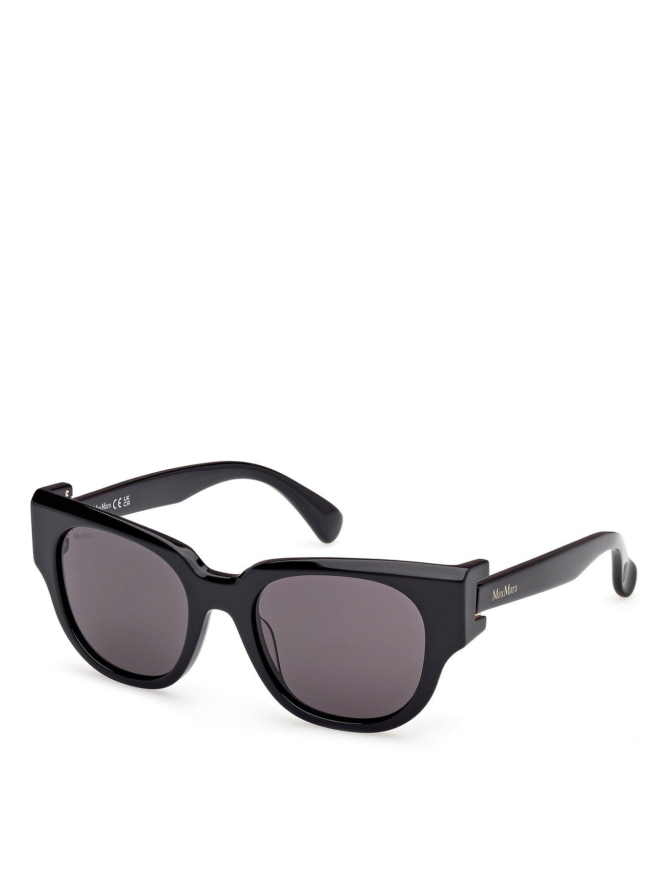 undefined Clip Round Acetate Sunglasses - Shiny Black