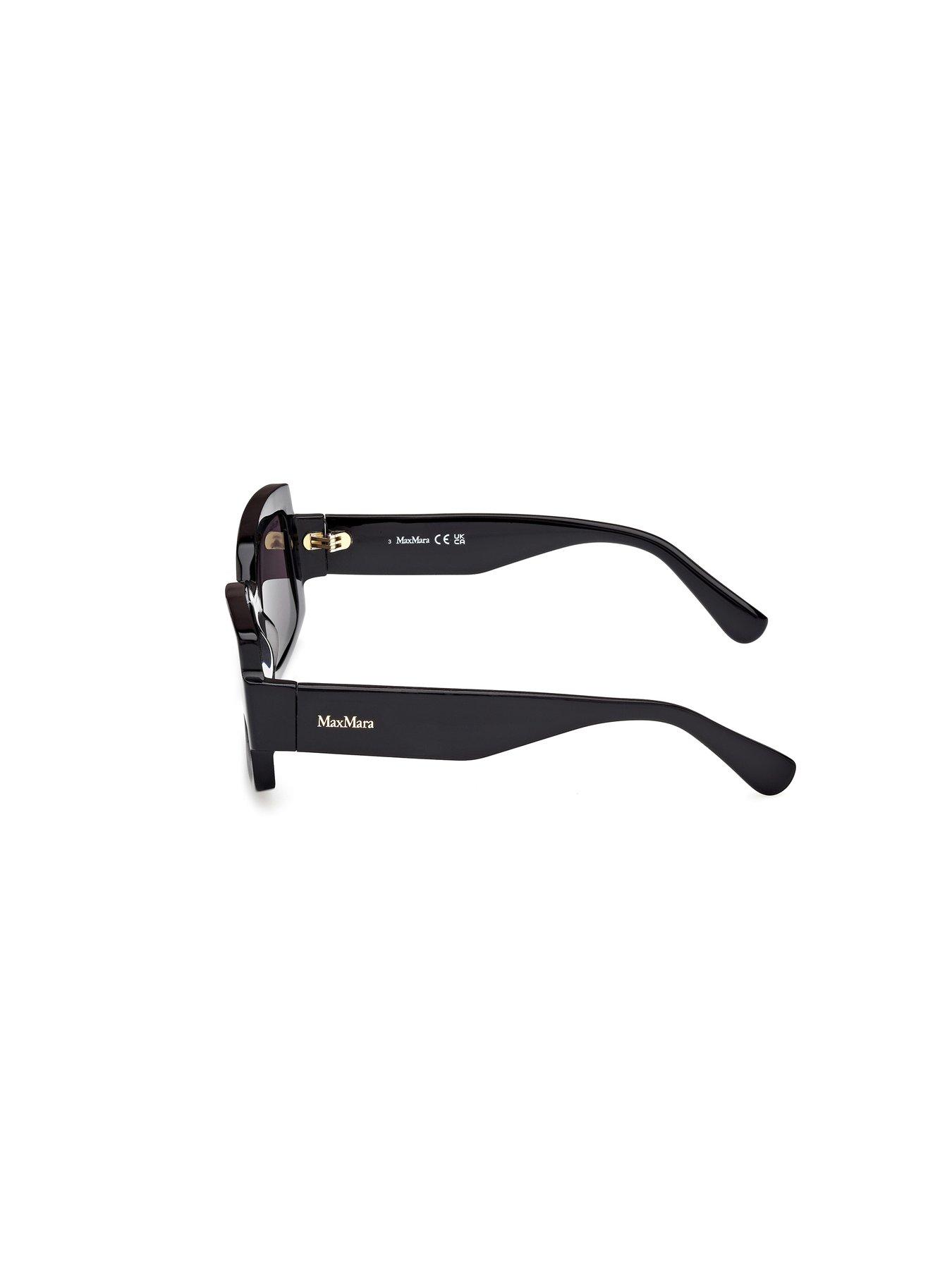  image of max-mara-lee-rectangular-acetate-sunglasses-shiny-black