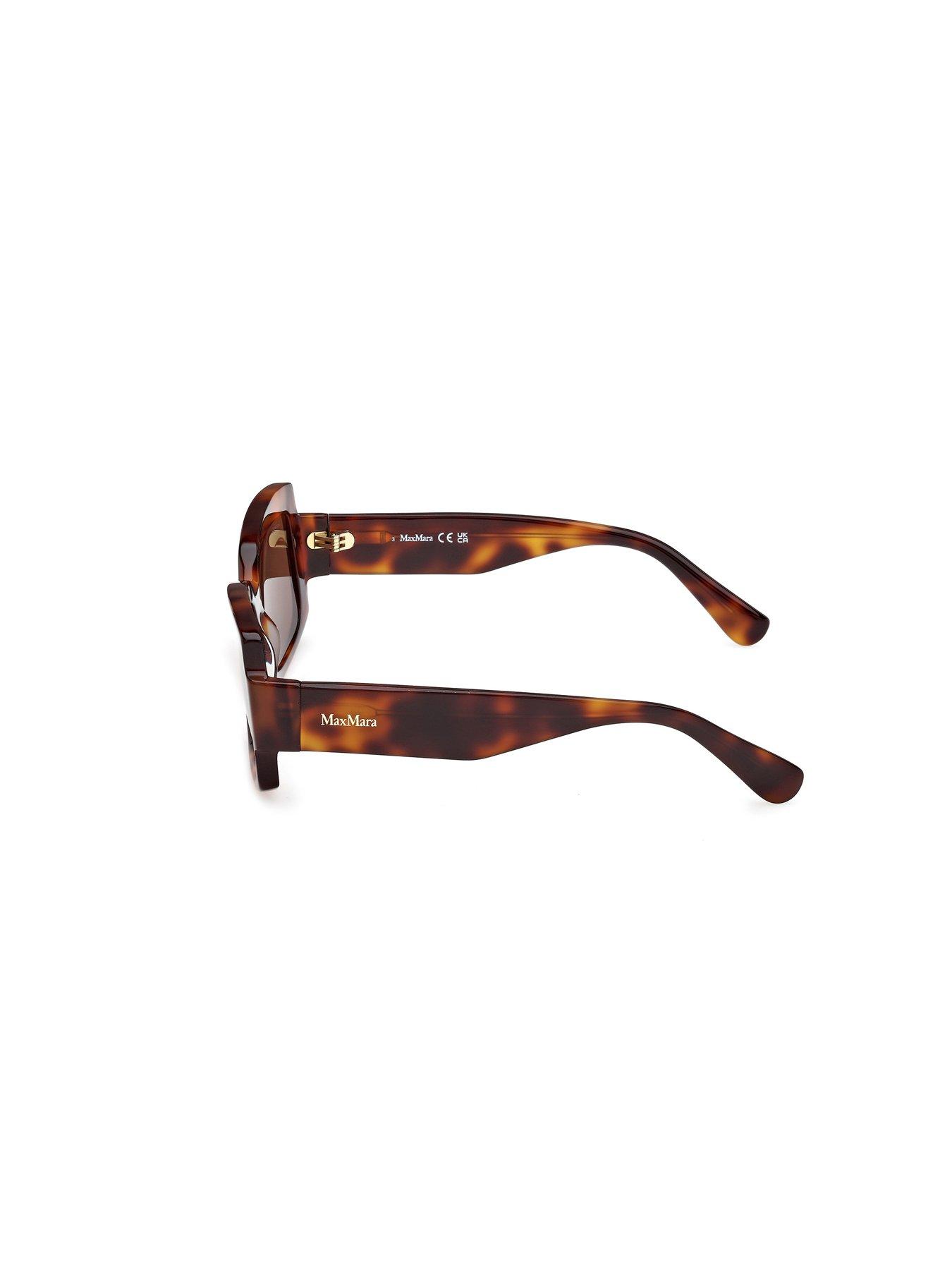  image of max-mara-lee-rectangular-acetate-sunglasses-dark-havana