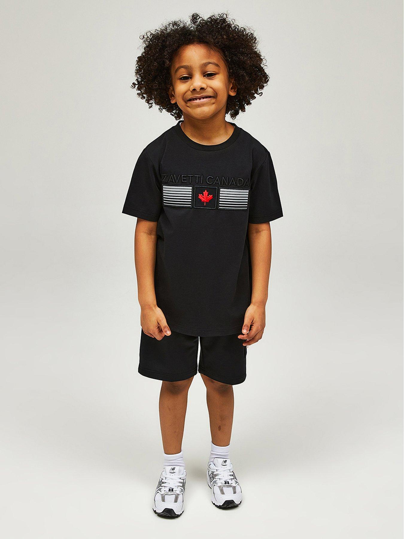 zavetti-canada-younger-boys-ovicini-reflective-short-sleeve-t-shirt-and-shorts-set-black